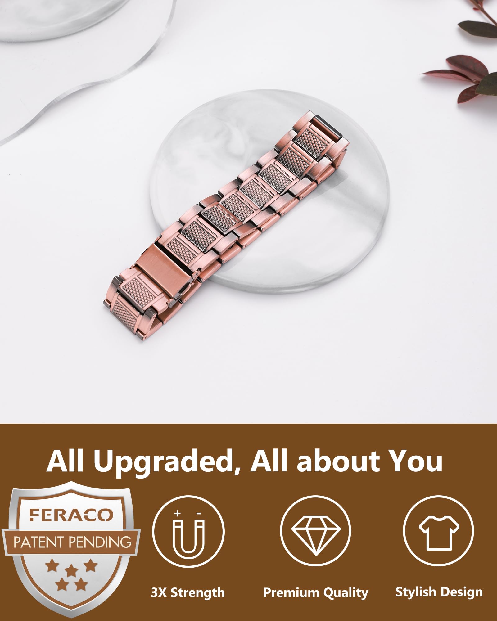 Feraco bracelet cuivre au design unique, motif géométrique allie style et fonctionnalité