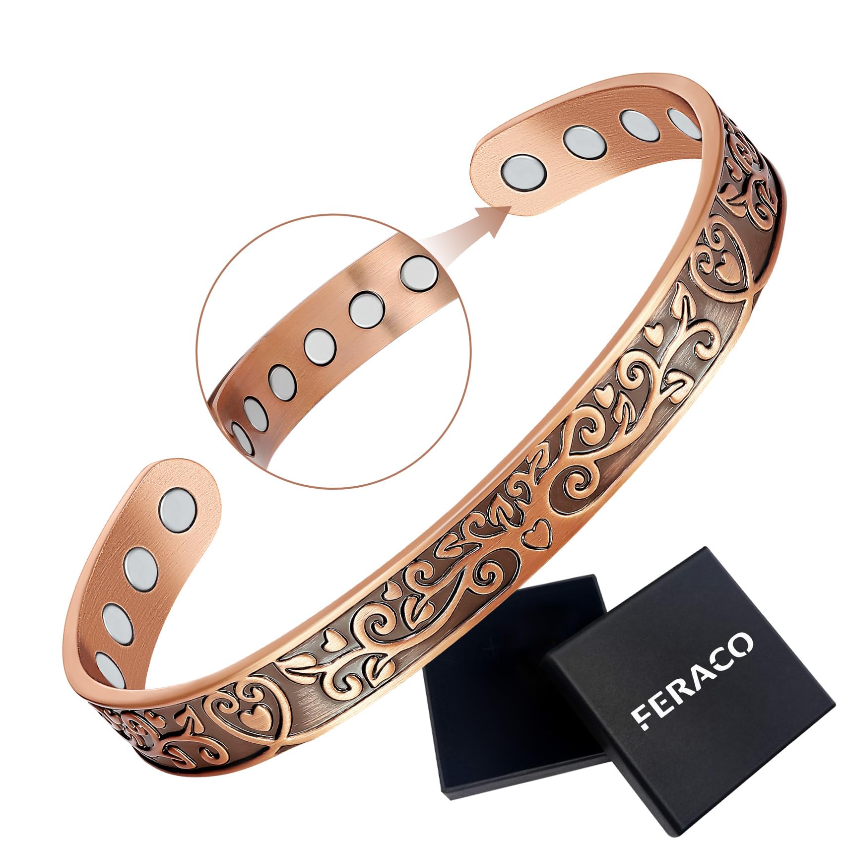 Feraco bracelet cuivre femme design original, allure élégante au poignet.