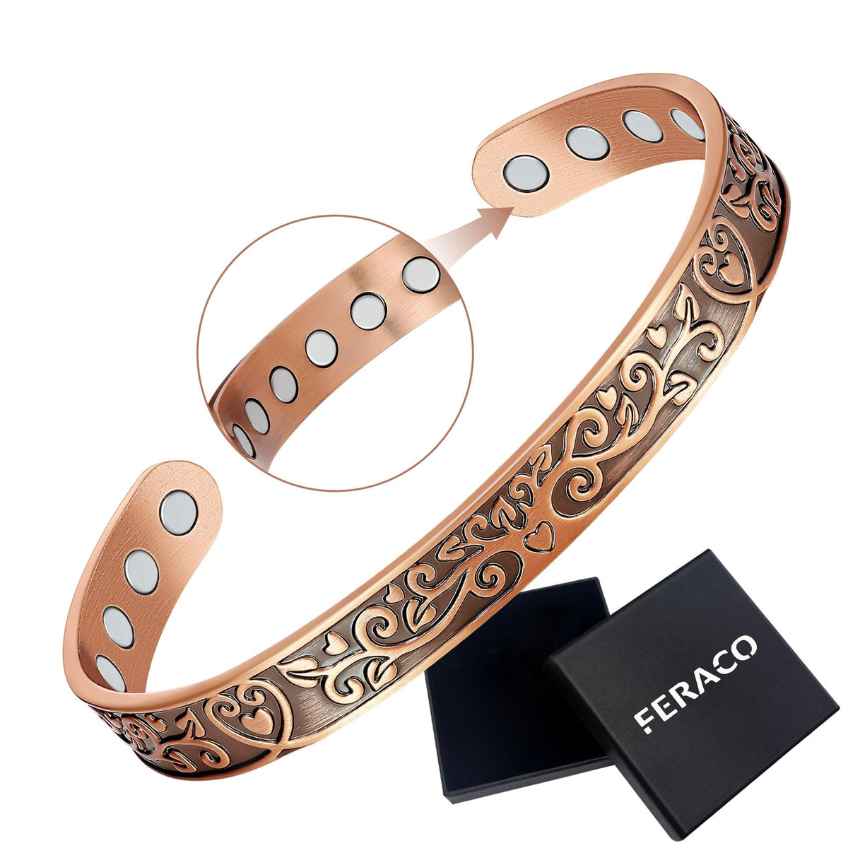 Feraco bracelet cuivre femme design original, allure élégante au poignet.