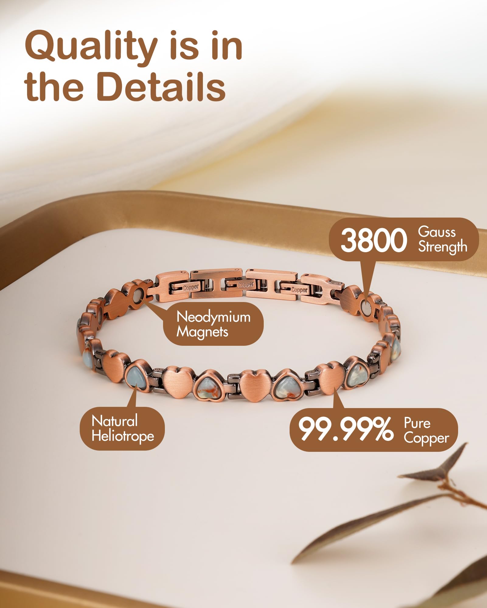 Feraco bracelet cuivre héliotrope turquoise – pierre naturelle, touche bohème et énergie naturelle.