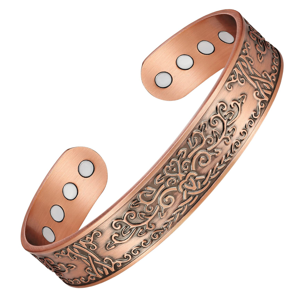 Bracelet Feraco en cuivre pour homme avec 12 aimants néodyme, style masculin.