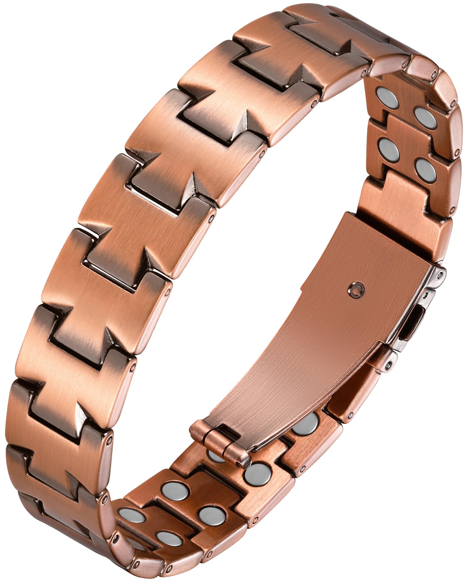 Bracelet Feraco en cuivre pour homme avec motif en T et design distinctif.