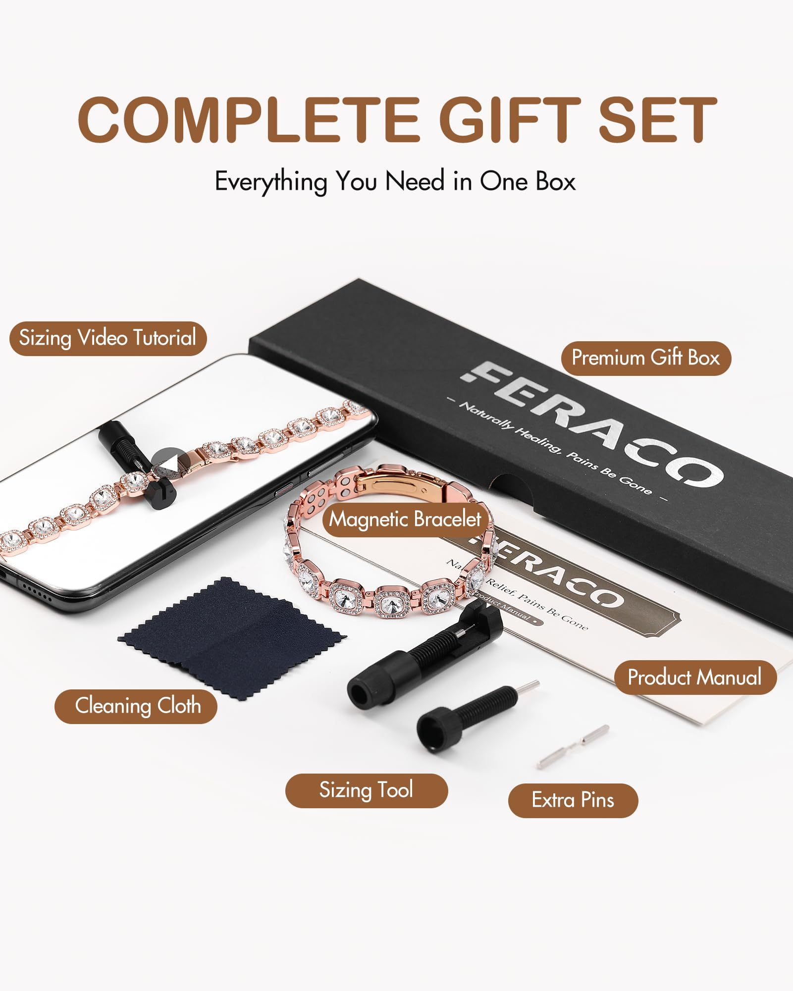 Feraco bracelet cuivre hypoallergenique, sans nickel ni plomb.