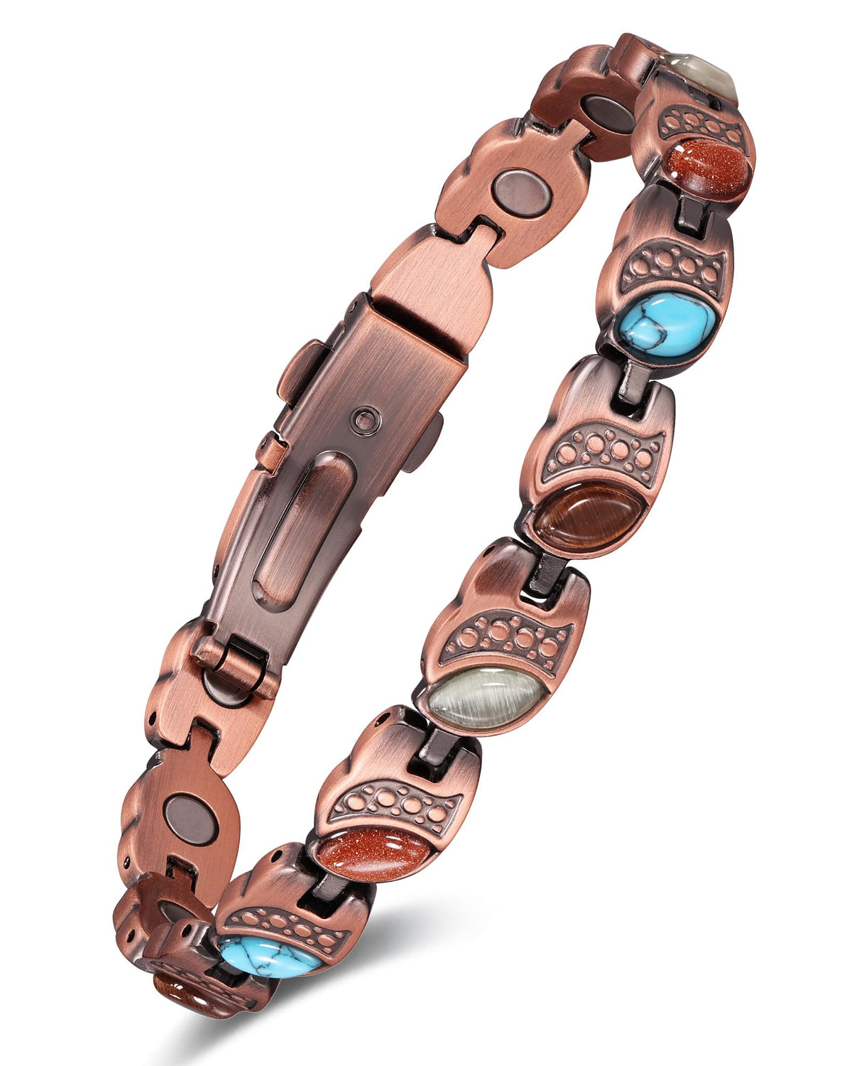Feraco bracelet cuivre infini turquoise, allure bohème et élégante