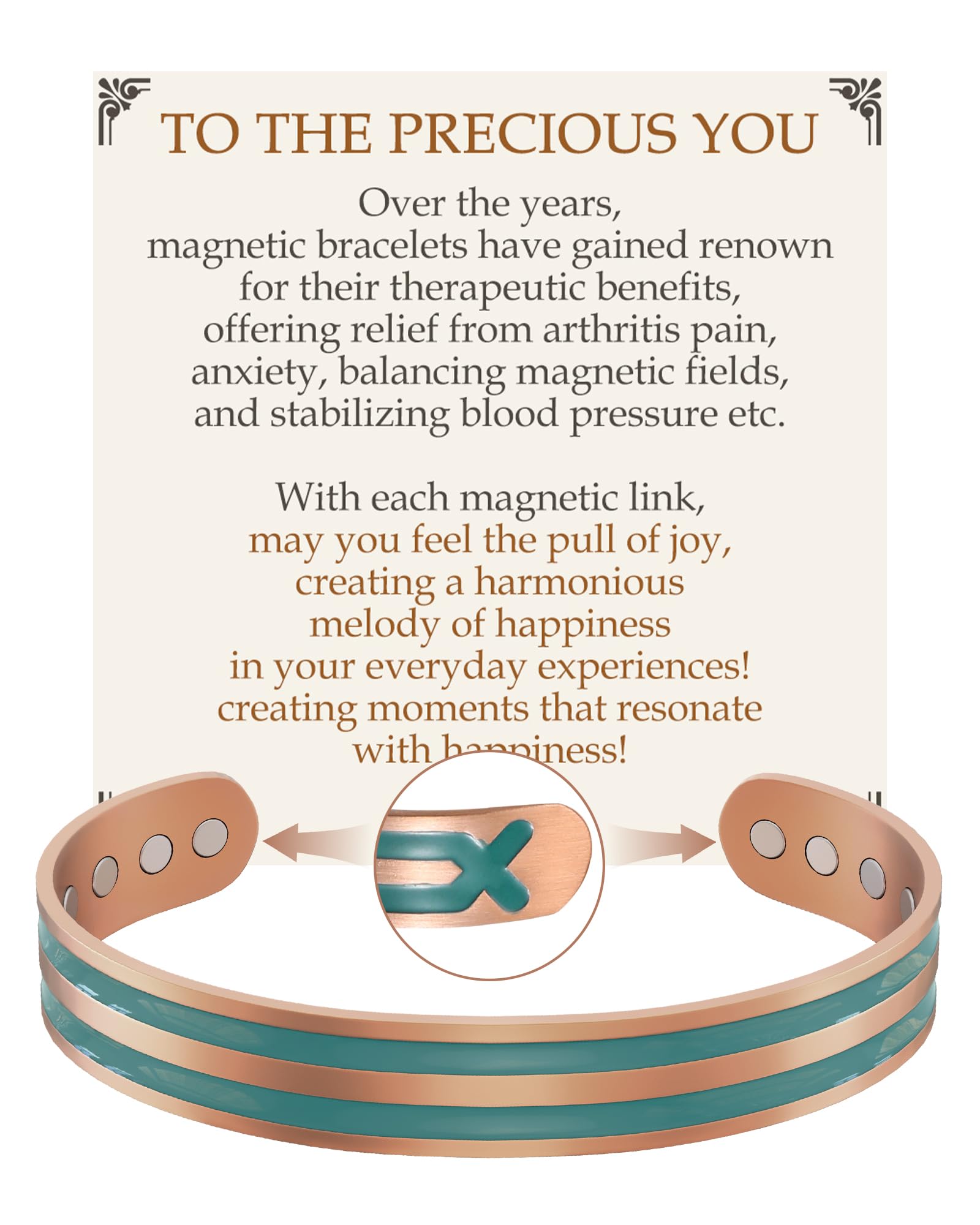 Feraco bracelet cuivre magnétique – 12 aimants, allure moderne au quotidien.