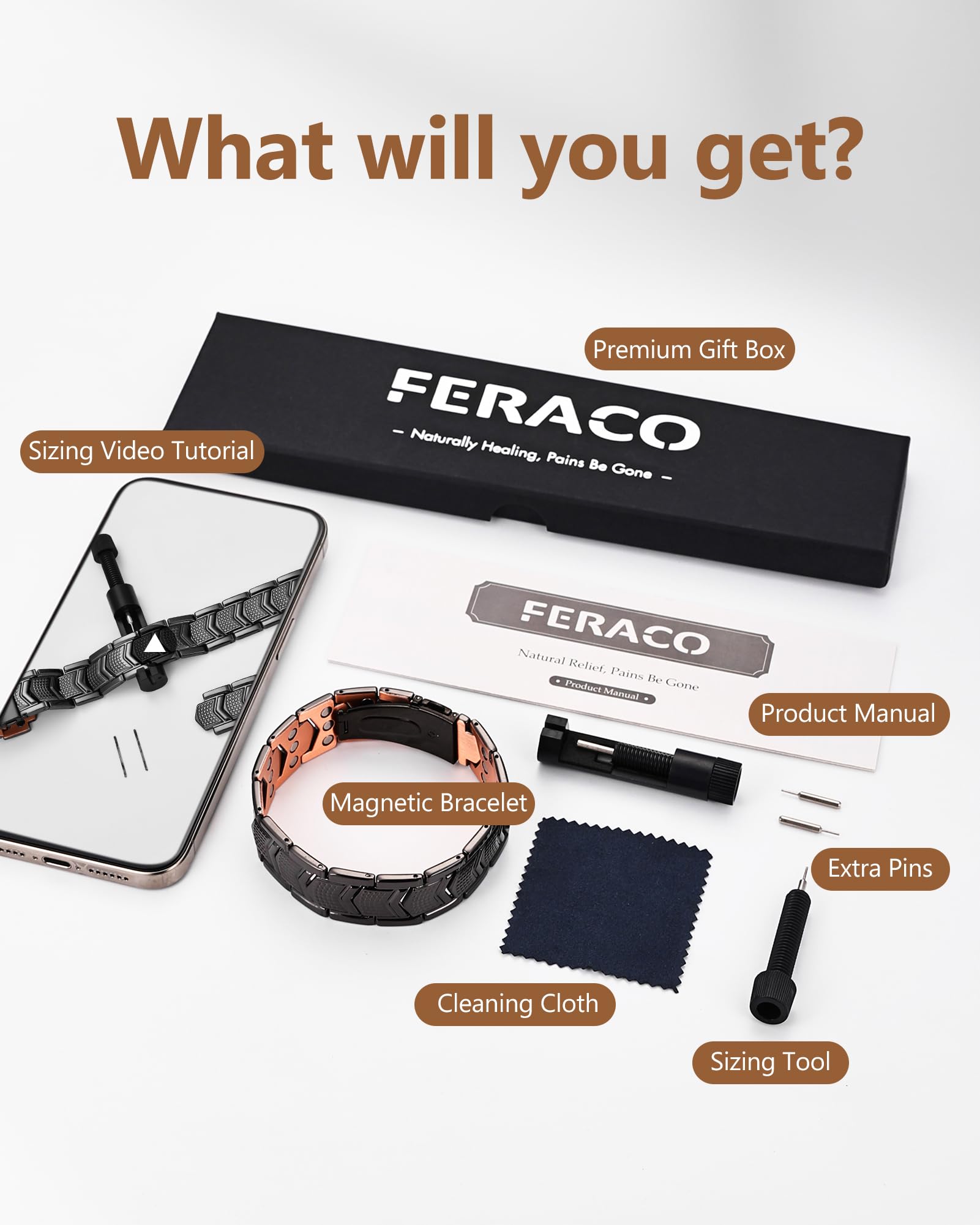 Bracelet Feraco en cuivre noir, style polyvalent et tendance.