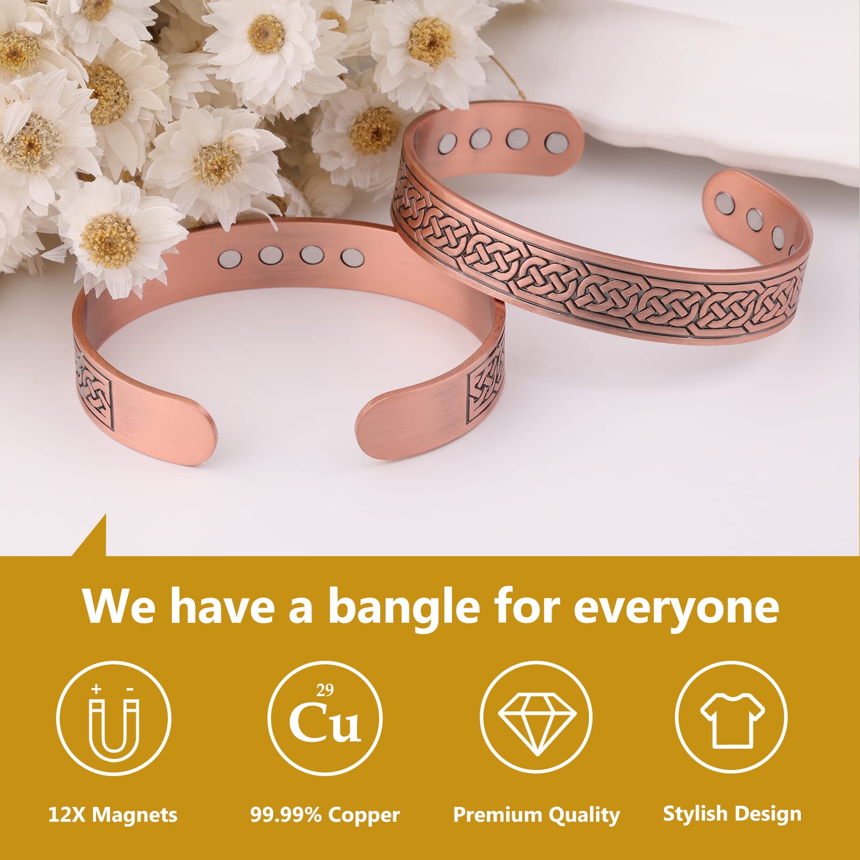 Feraco bracelet cuivre, boîte cadeau élégante, prêt à offrir.
