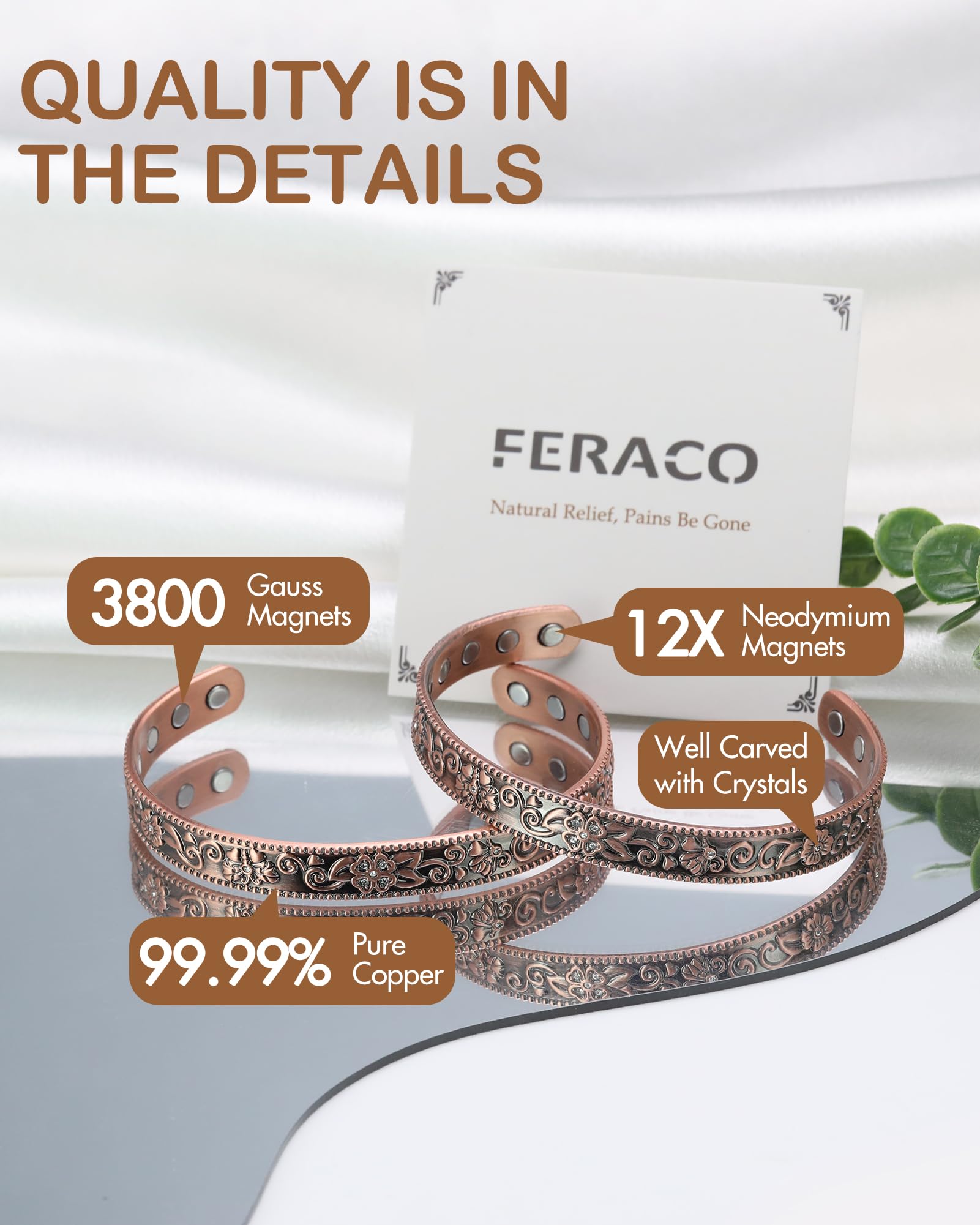 Feraco bracelet cuivre porté au poignet, style élégant et discret