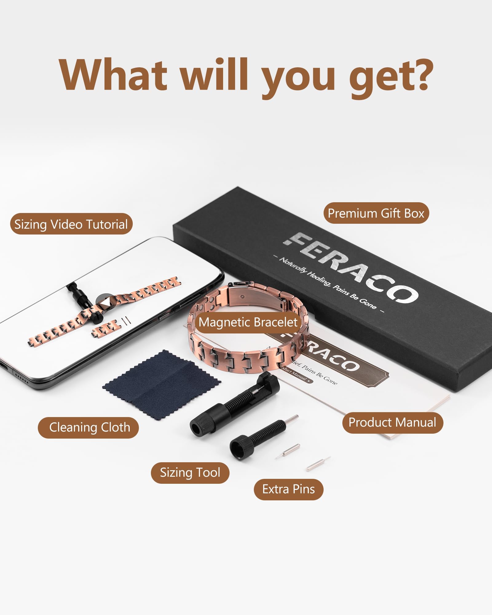 Port quotidien du bracelet Feraco cuivre pour un style masculin