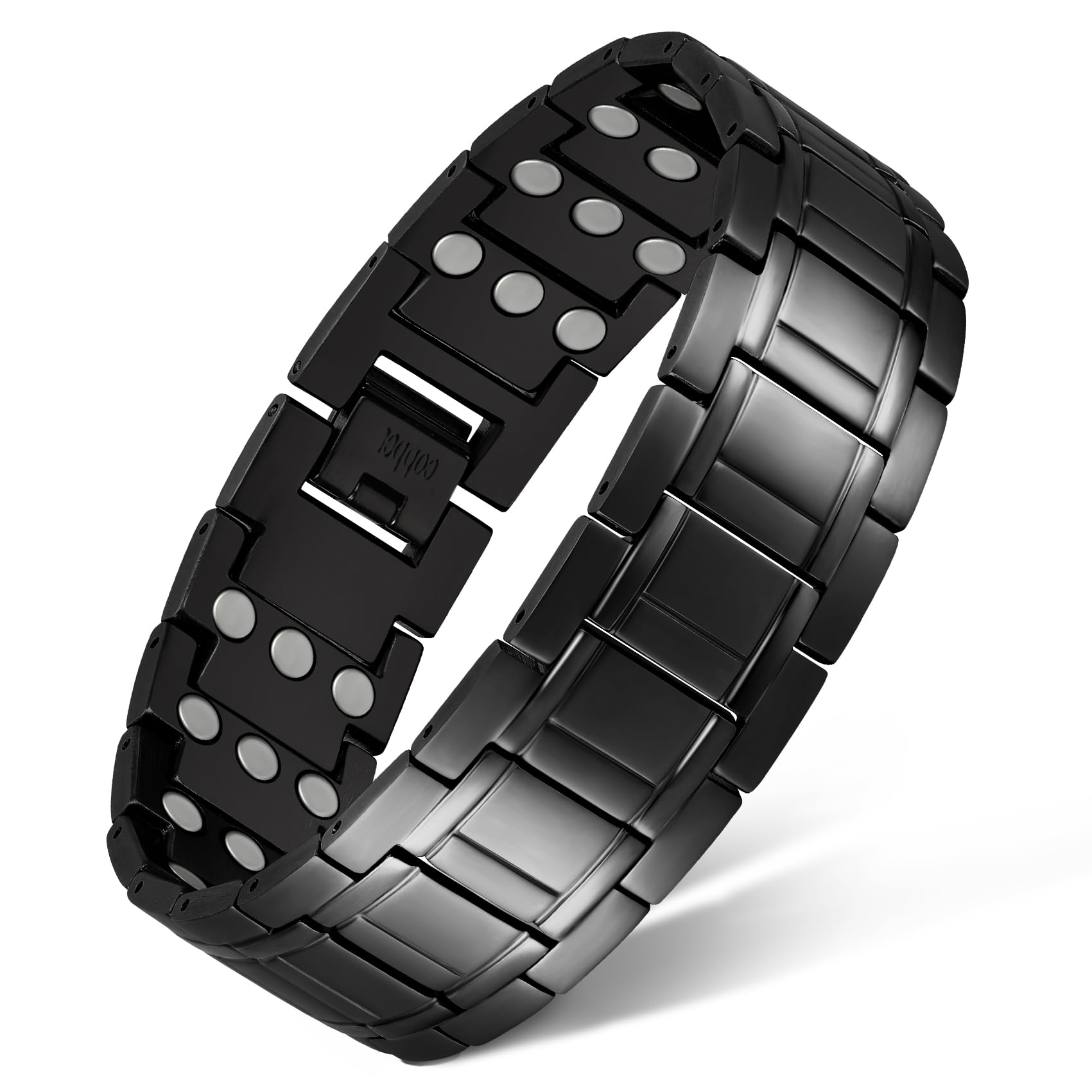 Feraco bracelet cuivre pur avec aimants noir, confort quotidien et style affirmé.