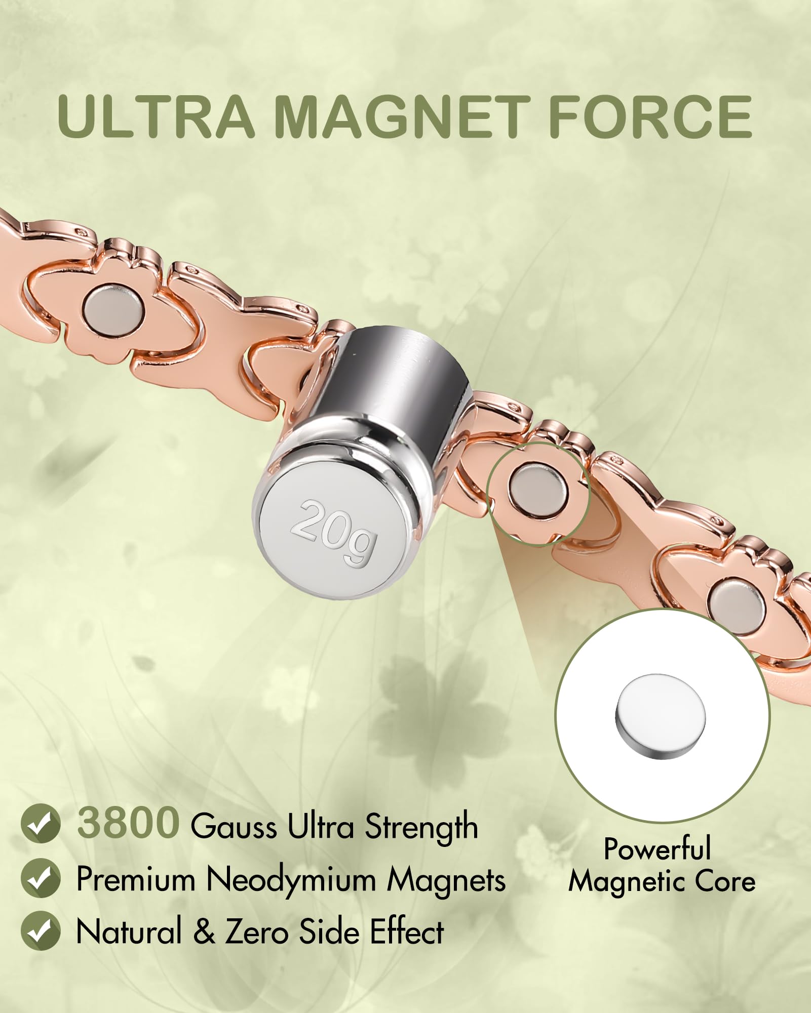 Feraco bracelet cuivre pur fermeture pliable : enfiler et ajuster sans effort