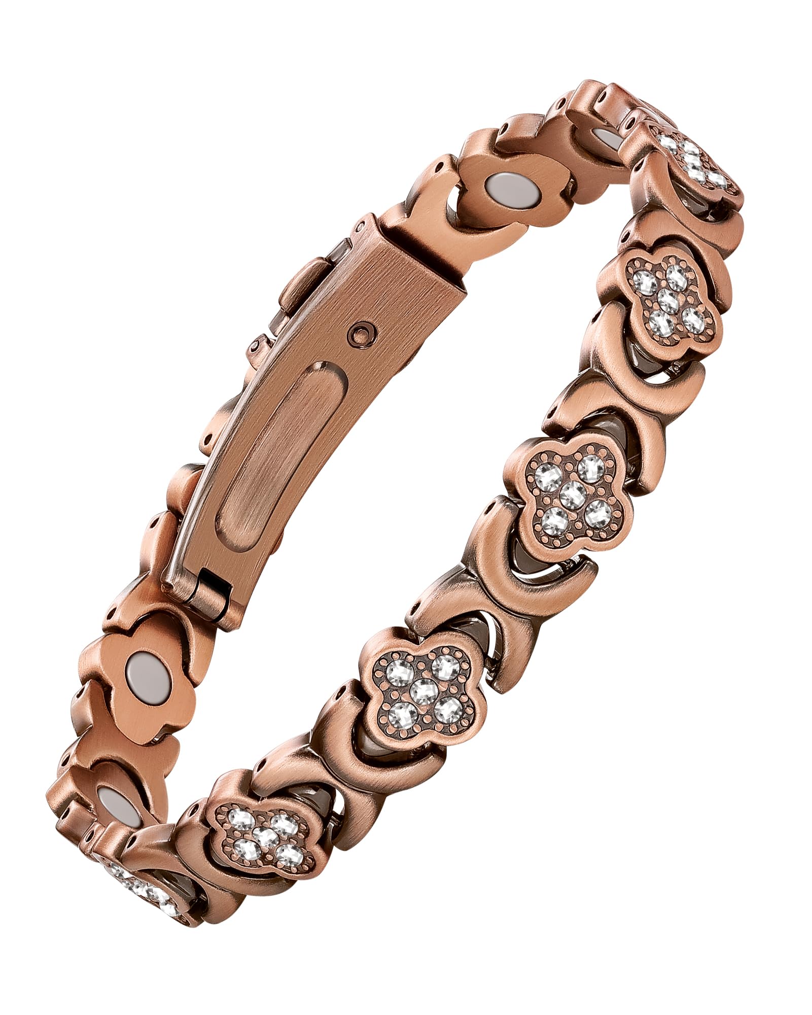 Feraco bracelet cuivre pur avec infini et trèfle, allure durable au quotidien.