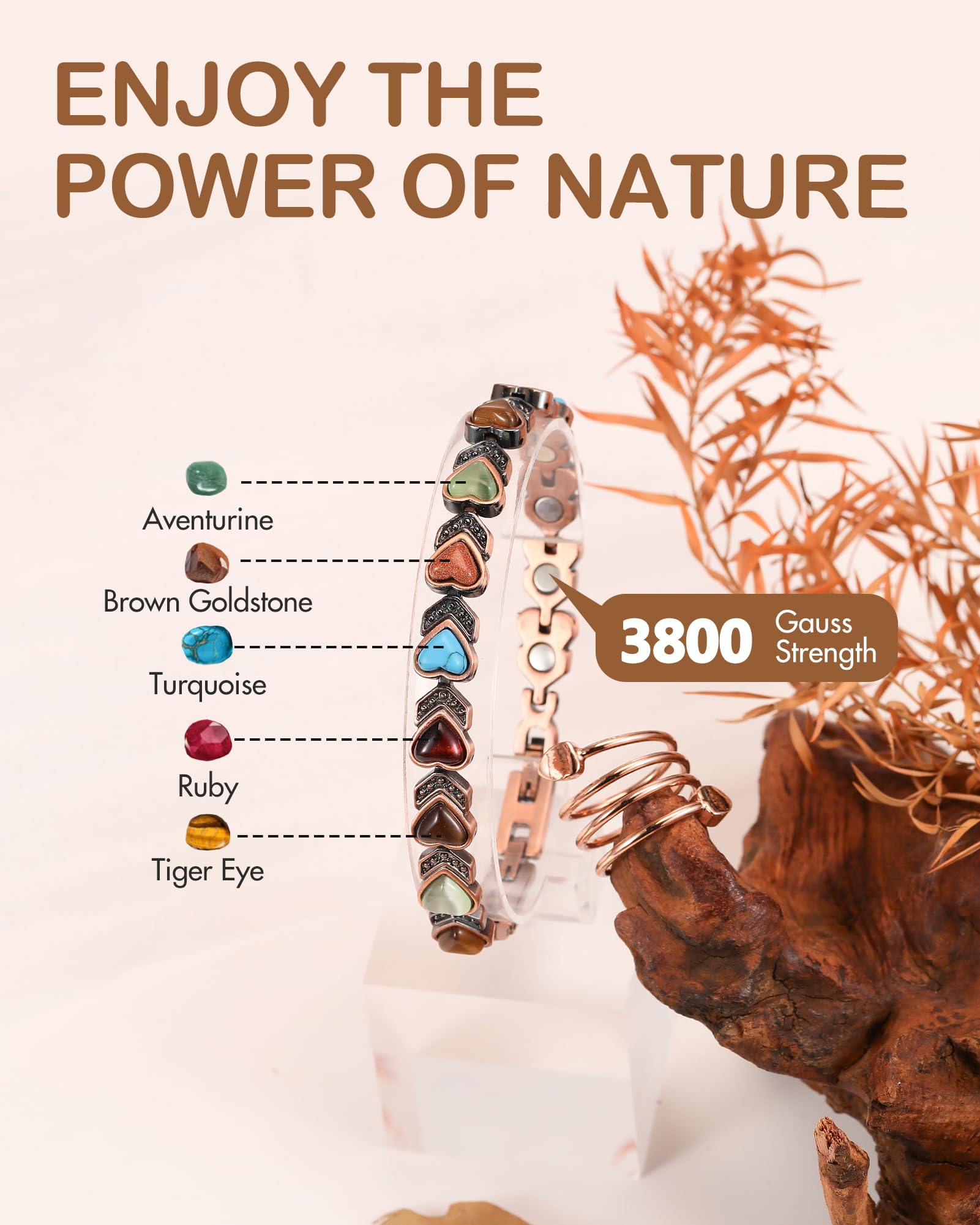 Feraco bracelet cuivre turquoise naturelle pour un look boho durable.