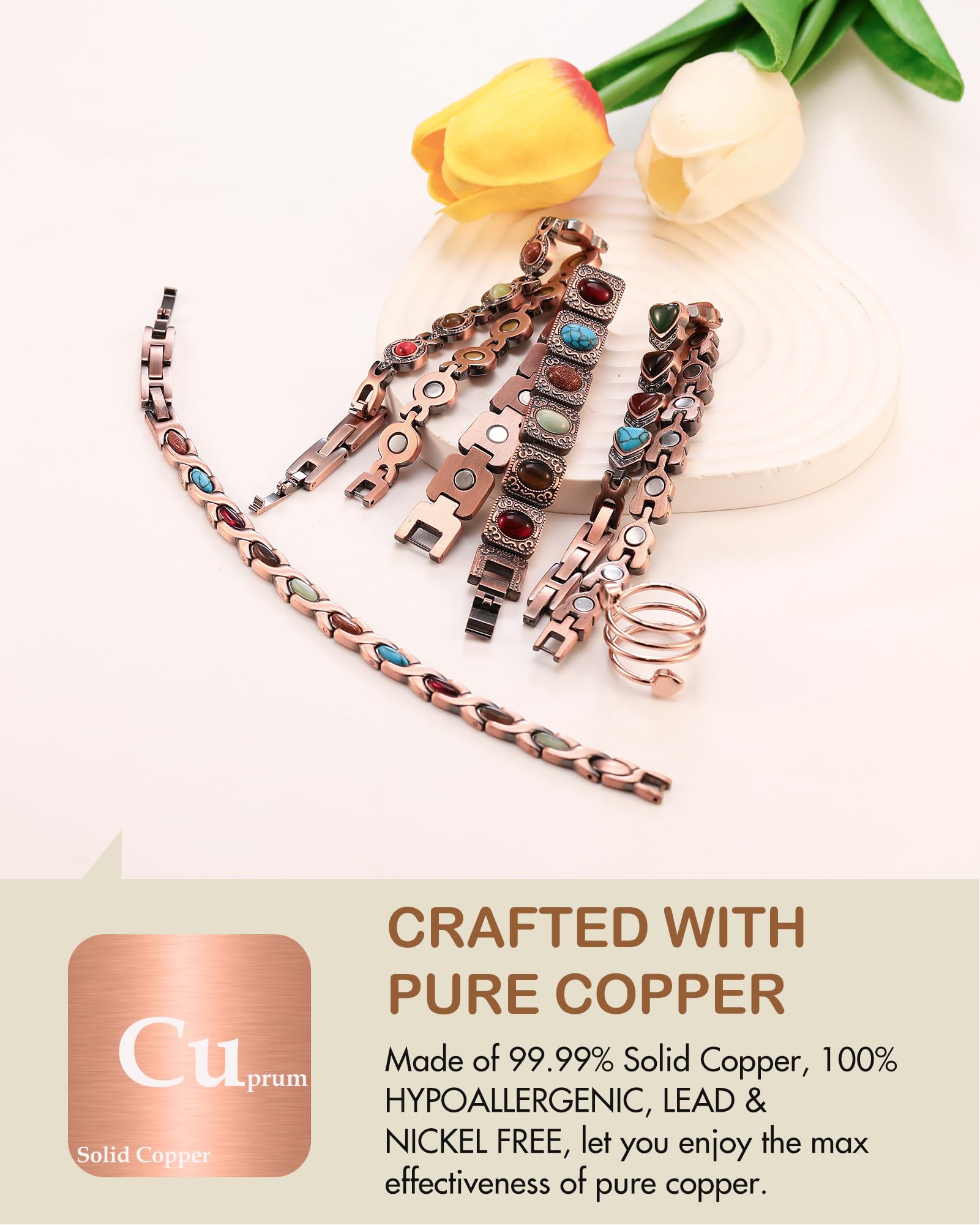 Feraco bracelet cuivre turquoise et pierres naturelles, éclat naturel et style raffiné.