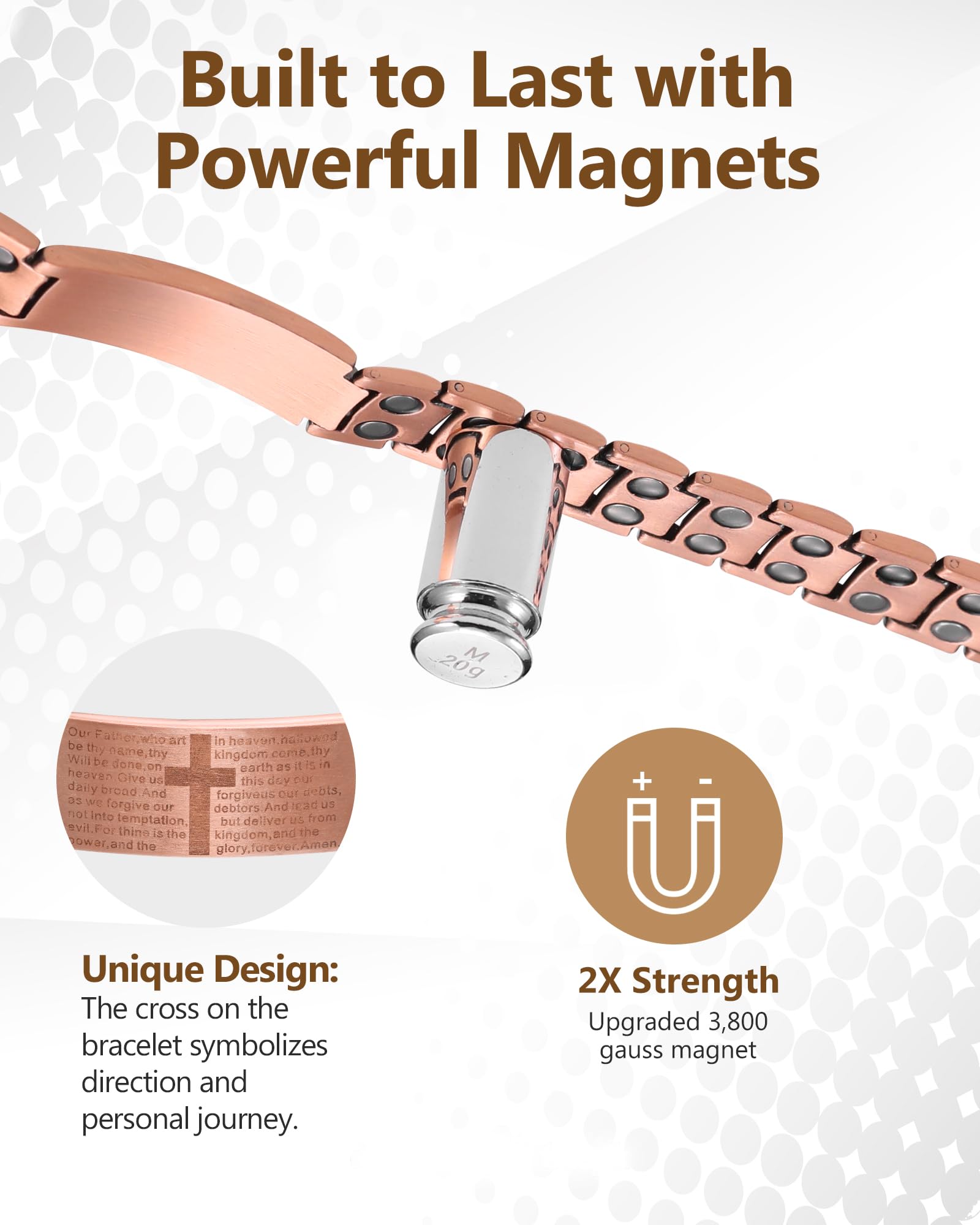 Feraco bracelet croix cuivre — design unique pour un look quotidien.