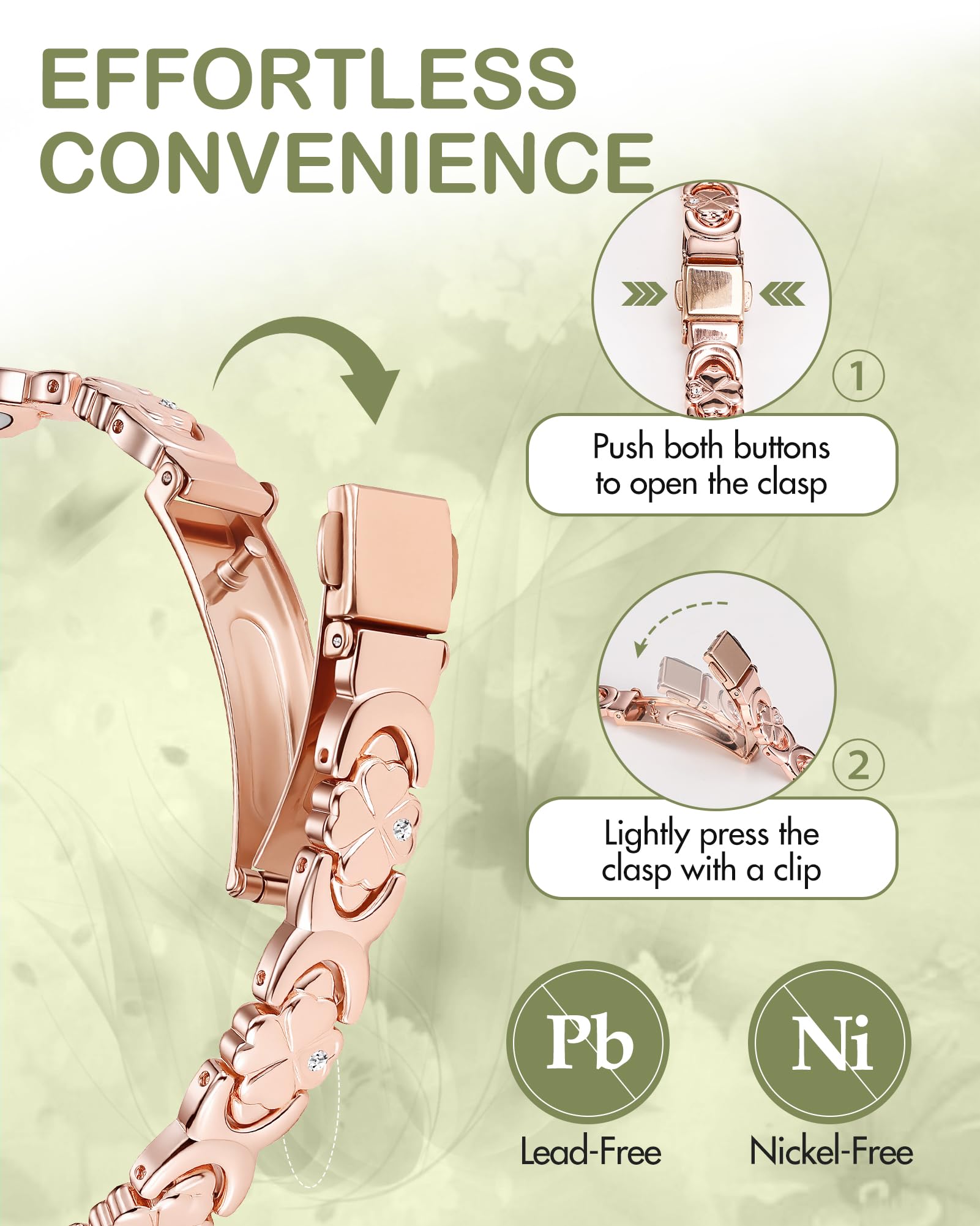 Feraco bracelet détails infini et trèfle porte-bonheur scintillant.