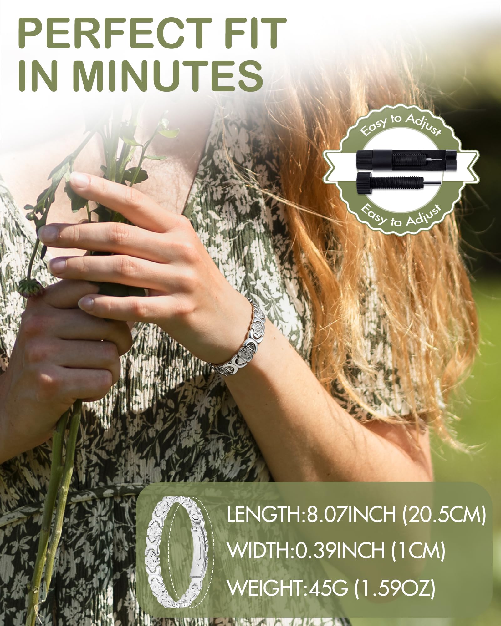Feraco bracelet fermeture pliable – port facile et sécurité renforcée.