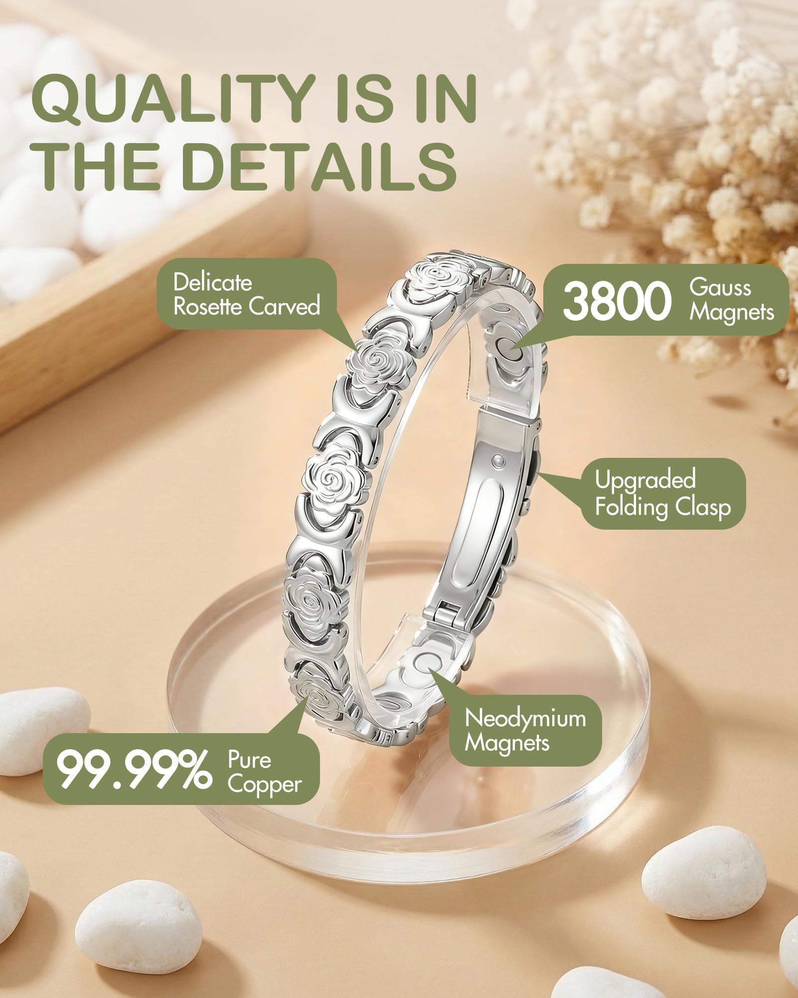 Feraco bracelet infini-trèfle – gravure élégante symbolisant chance et amour.