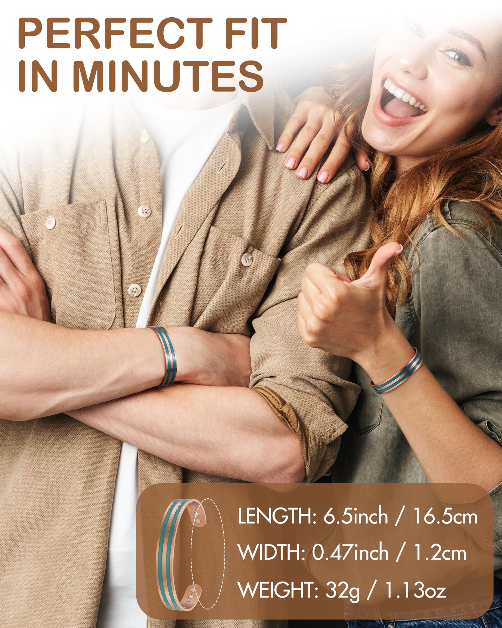 Feraco bracelet longueur 16,5 cm et largeur 1,2 cm – confort.