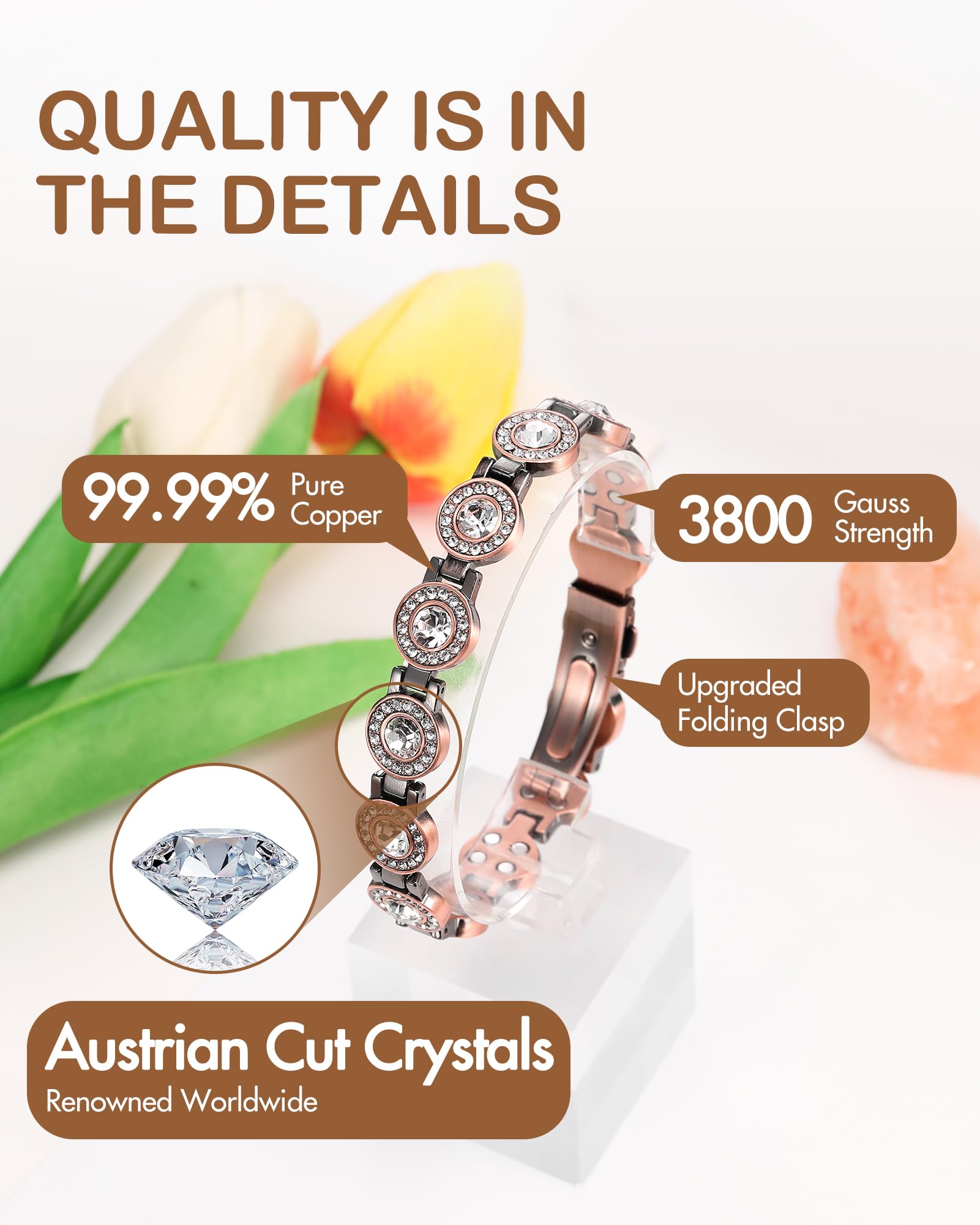 Feraco bracelet magnétique 3800 Gauss, style moderne et confort quotidien