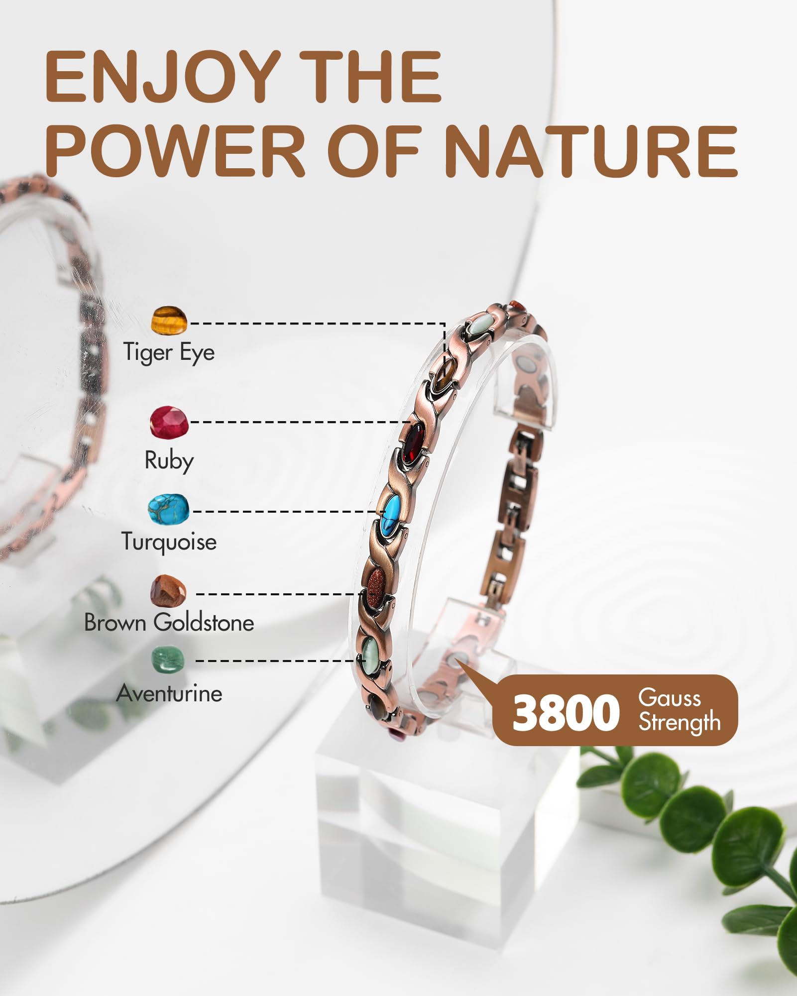Feraco bracelet magnétique 3800 gauss, accessoire moderne discret.
