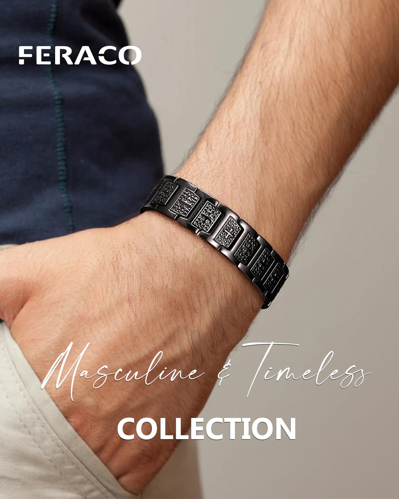 Feraco bracelet magnétique néodyme 46, soutien discret pour le bien-être quotidien