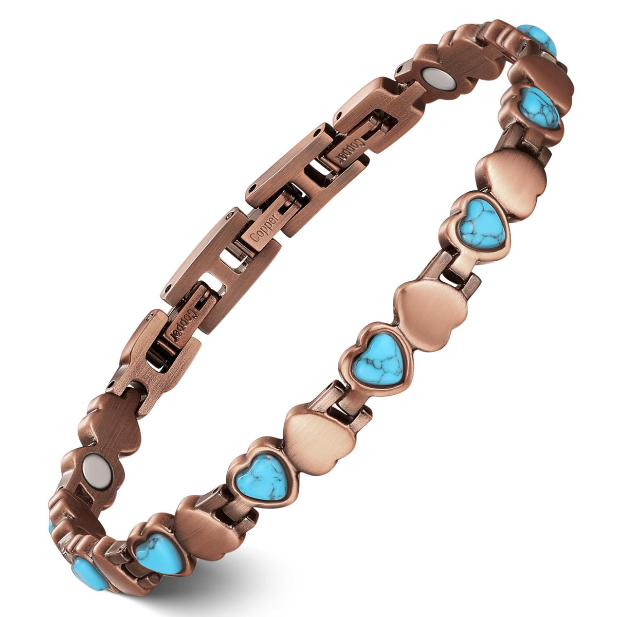 Feraco bracelet magnétique en cuivre, motif cœur océan, élégant et durable.