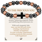 Bracelet Feraco magnétique en cuivre pur 8mm avec hematite pour allure moderne.