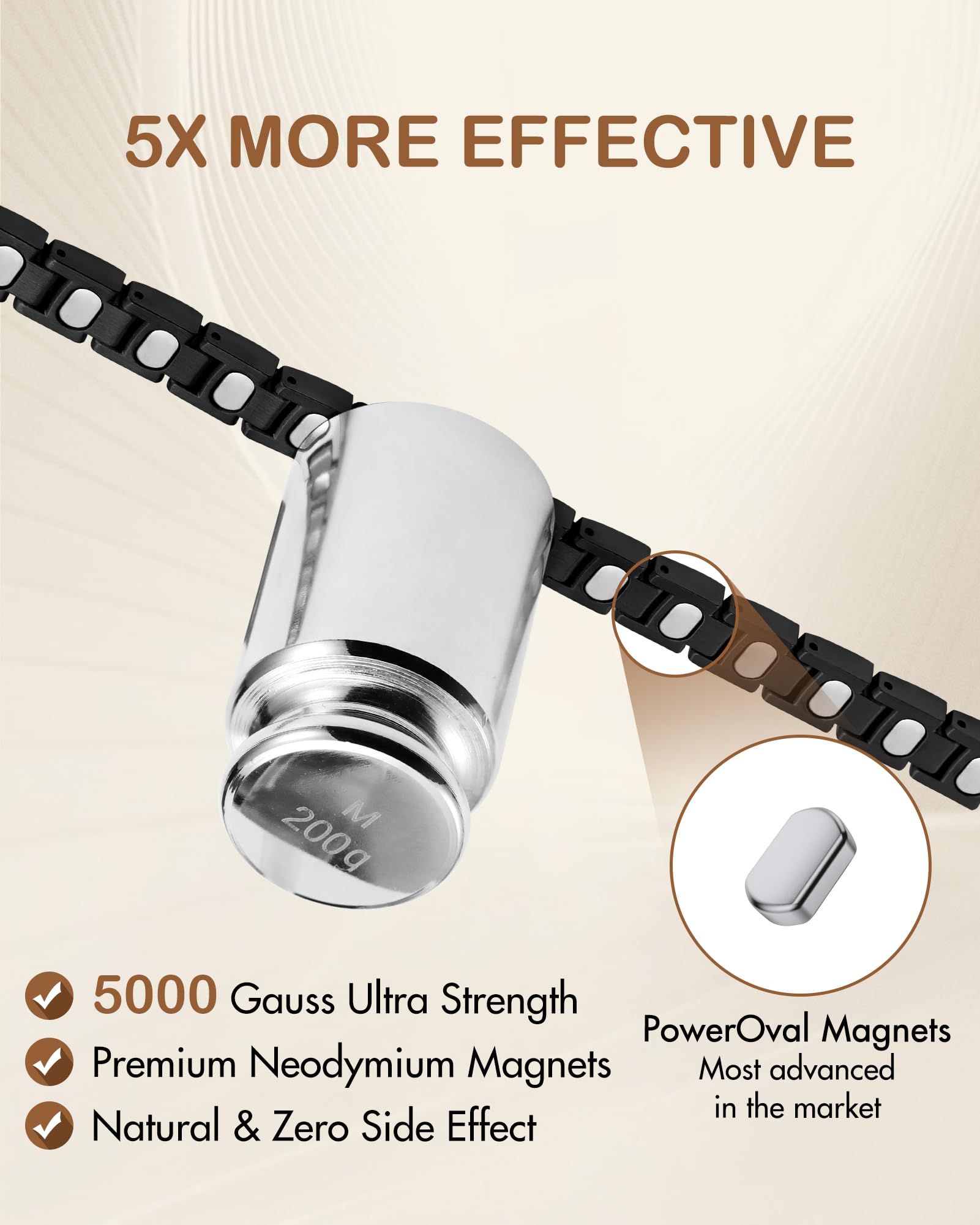 Feraco bracelet magnétique ajustable avec outil de réglage inclus.
