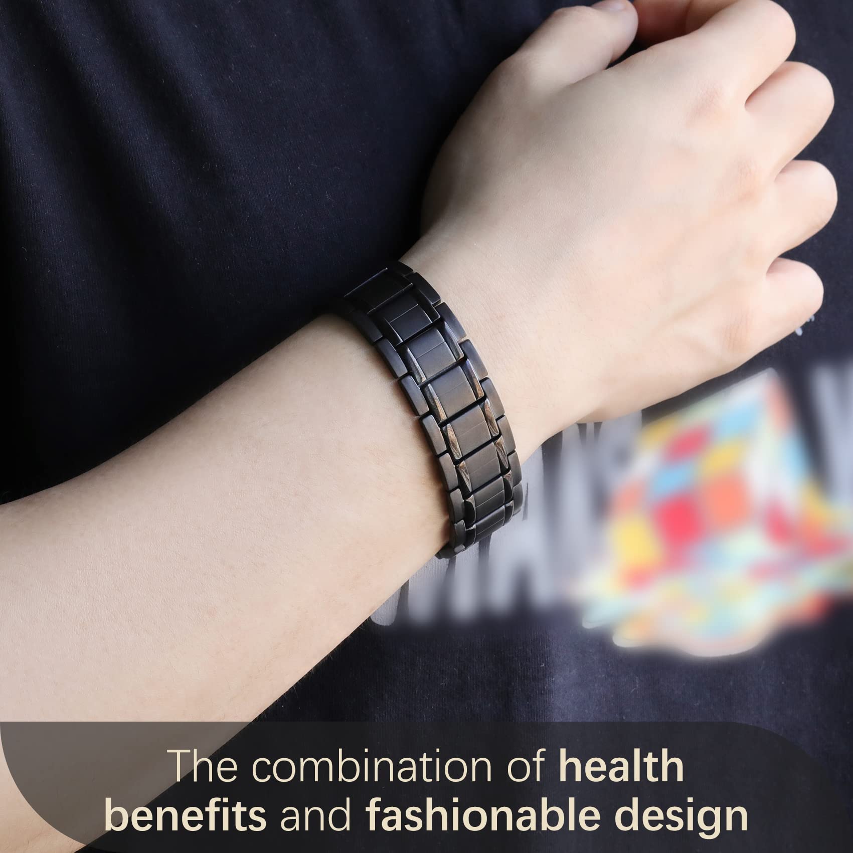 Feraco bracelet magnétique en acier-titane médical, hypoallégernique et durable.