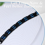 Feraco bracelet magnetique homme, finition acier et accents bleus