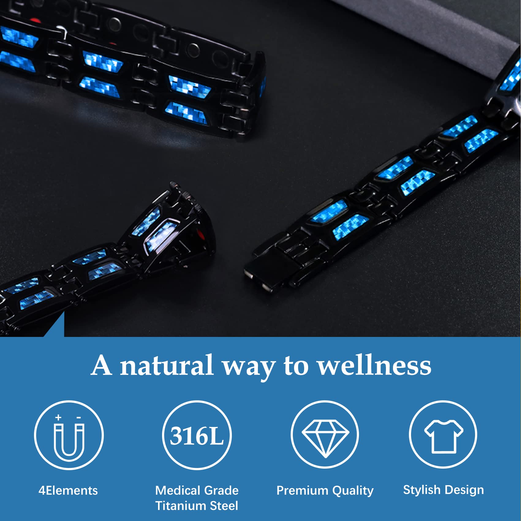 Feraco bracelet magnetique homme, porté au quotidien, look mode