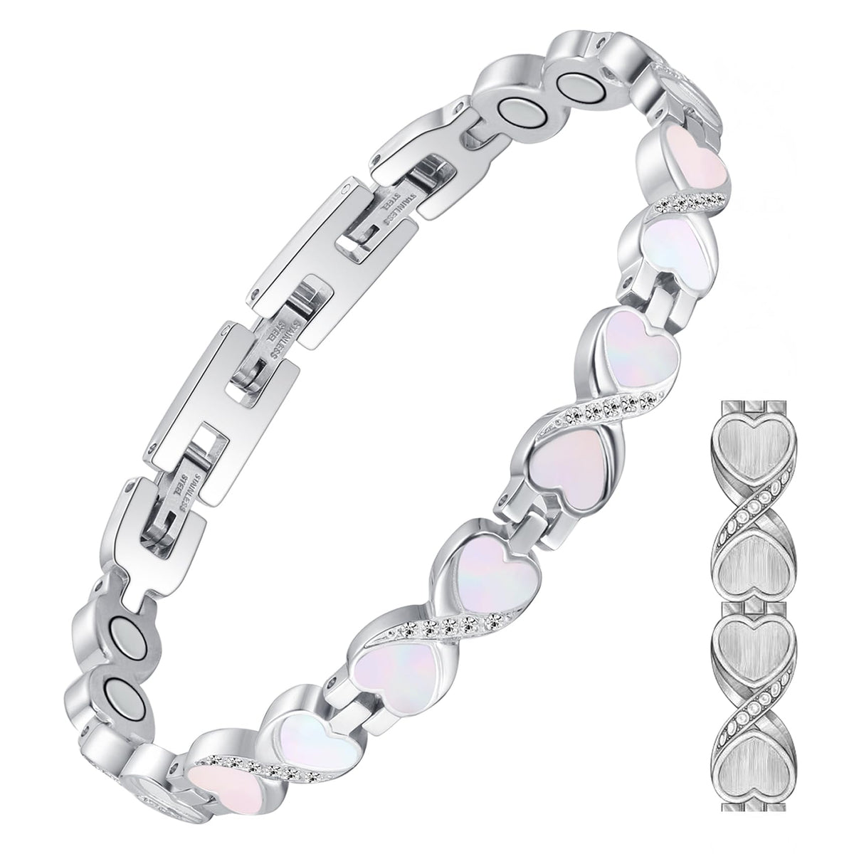 Feraco bracelet magnétique Infini Coeur avec zircone, allure chic et durable.