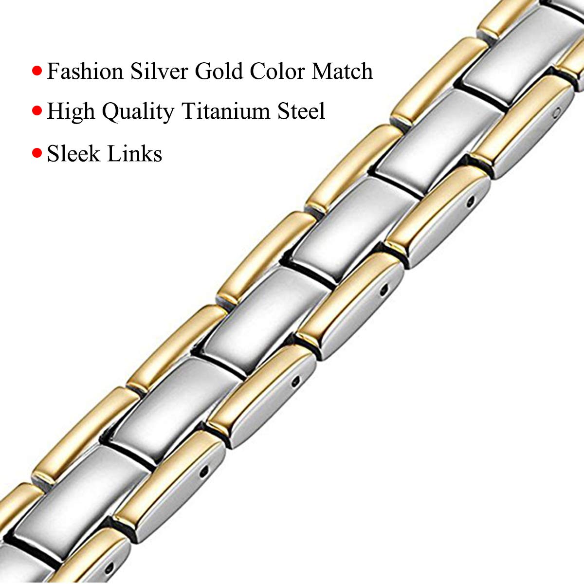 Feraco bracelet magnétique avec lien noir mat, design moderne et arêtes lisses.