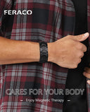 Feraco bracelet magnetique titane acier homme, design robuste et hypoallergenique.