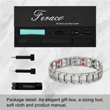 Feraco bracelet magnetique porté au poignet avec montre, allure moderne et discrète.