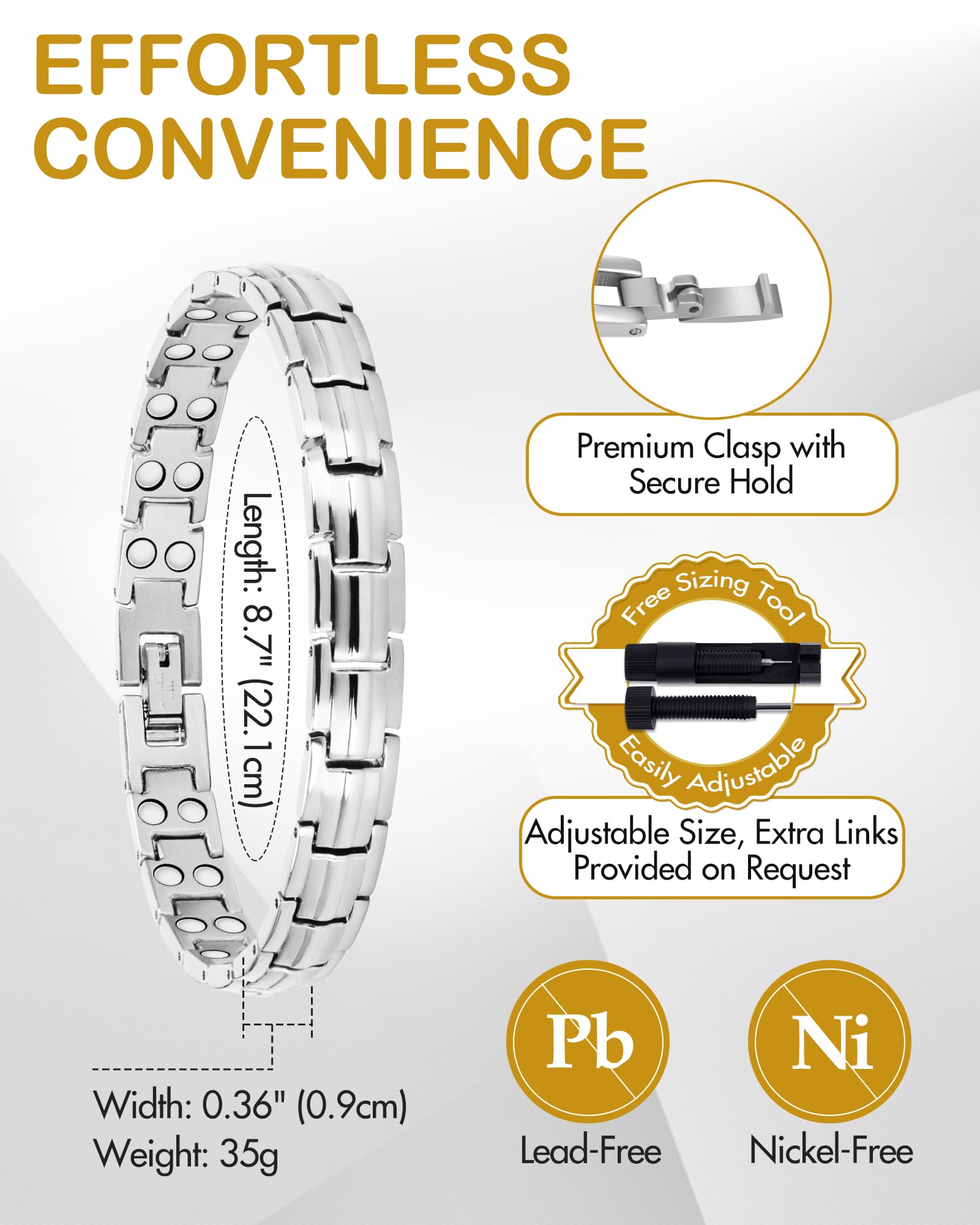 Feraco bracelet magnetique usage quotidien, mode et confort.