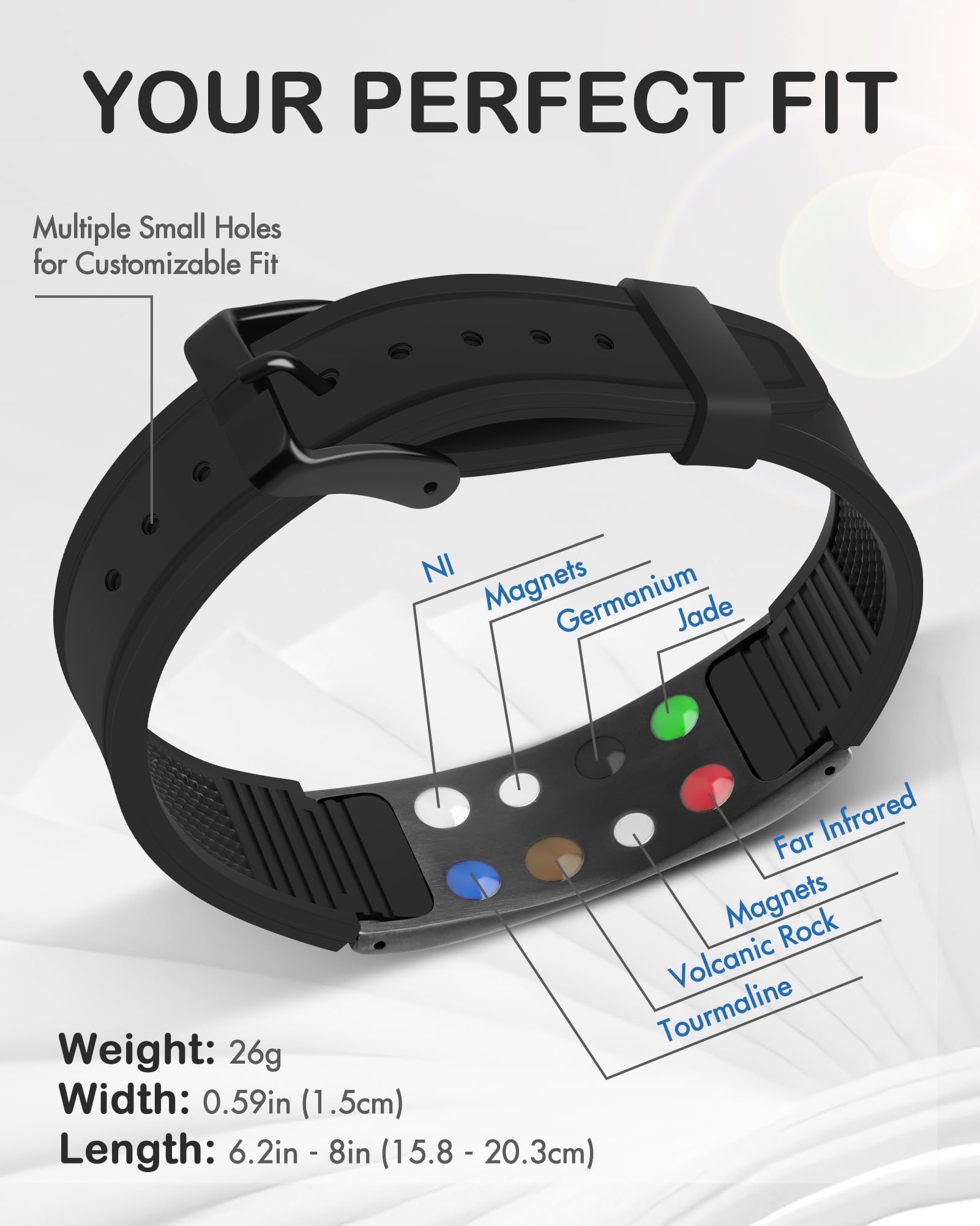 Feraco bracelet silicone étanche, idéal pour activités en plein air.