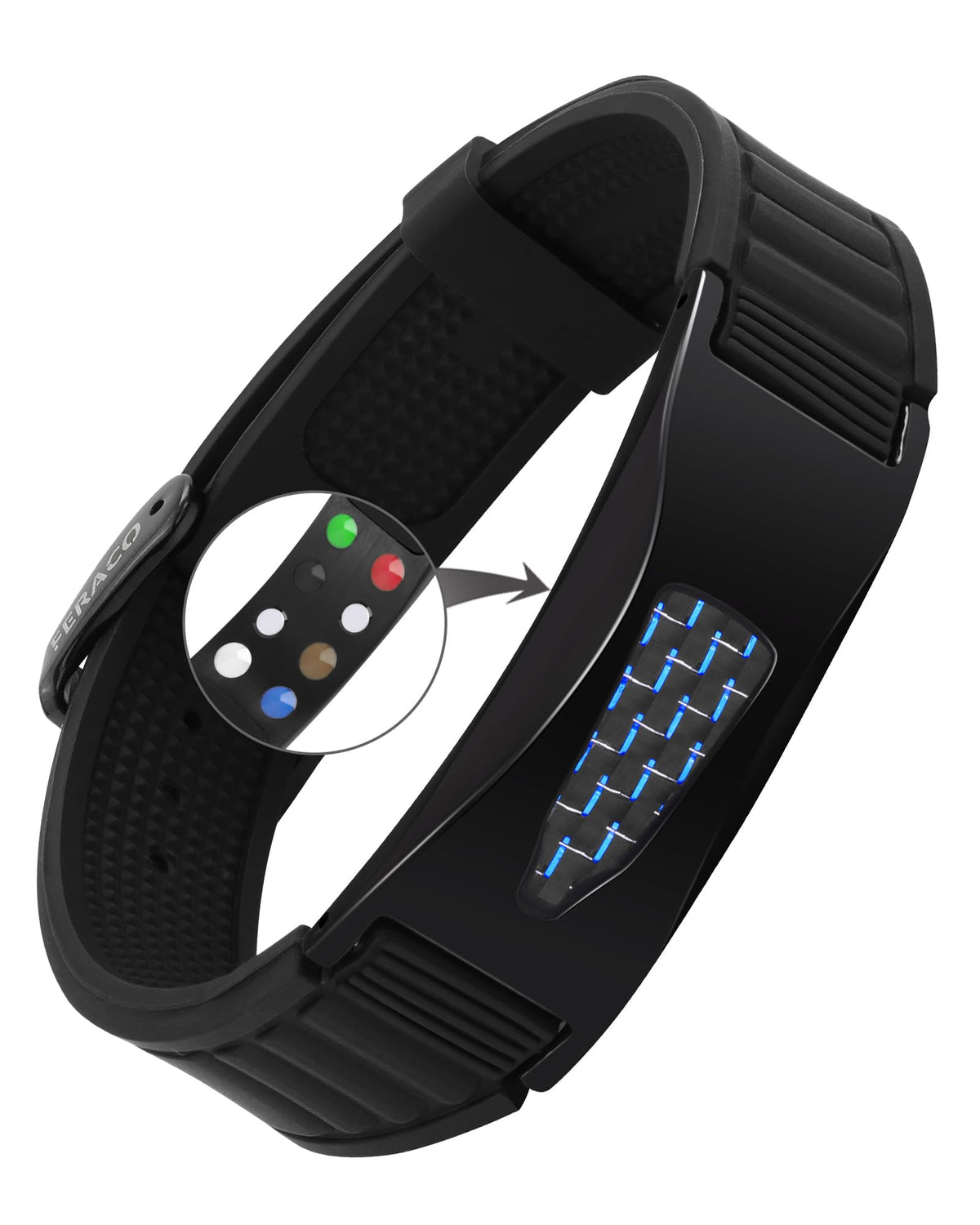 Feraco bracelet silicone Puissance Équilibre 7-en-1, port quotidien confortable.