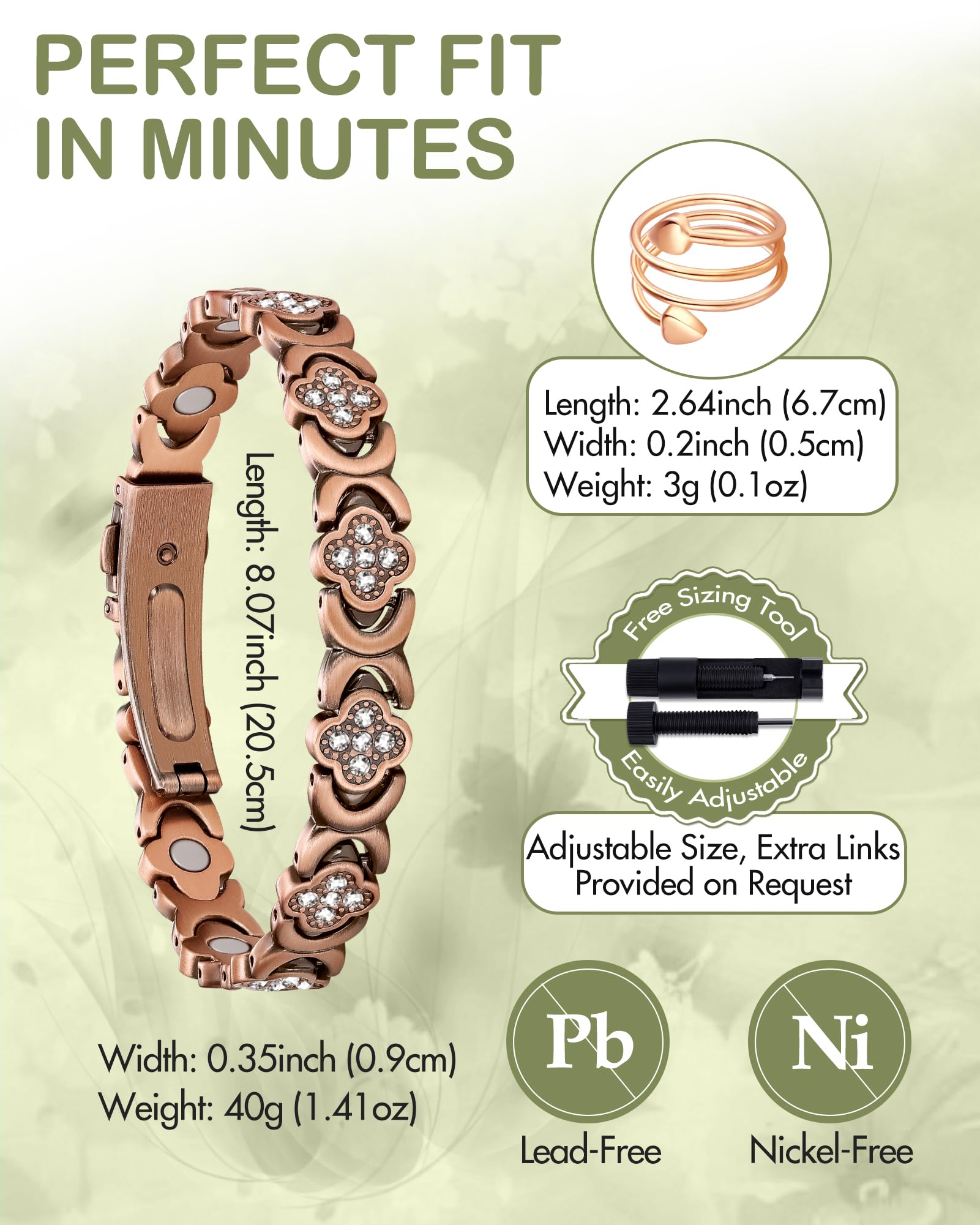 Feraco bracelet trèfle-infinity, symbole de chance et amour.