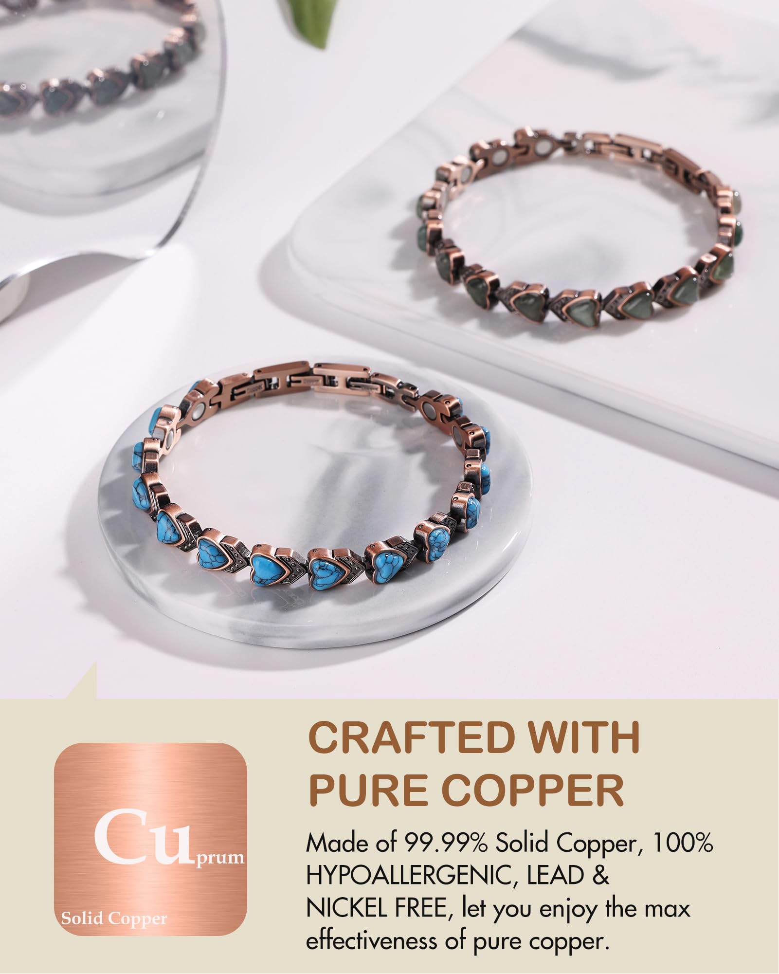 Feraco bracelet turquoise naturelle pour une allure organique.
