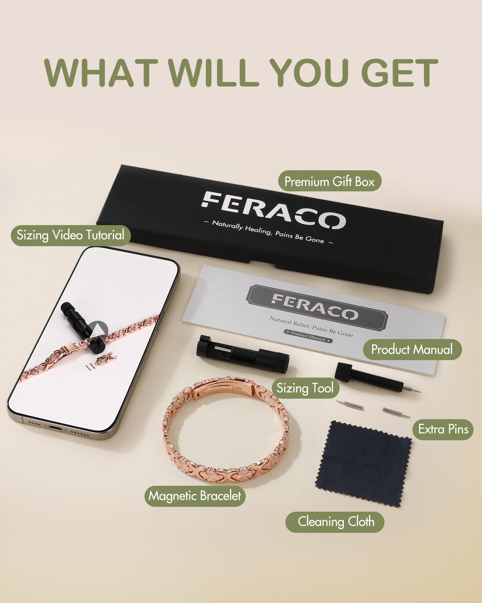 Feraco bracelet pratique pour le bureau et les soirées.