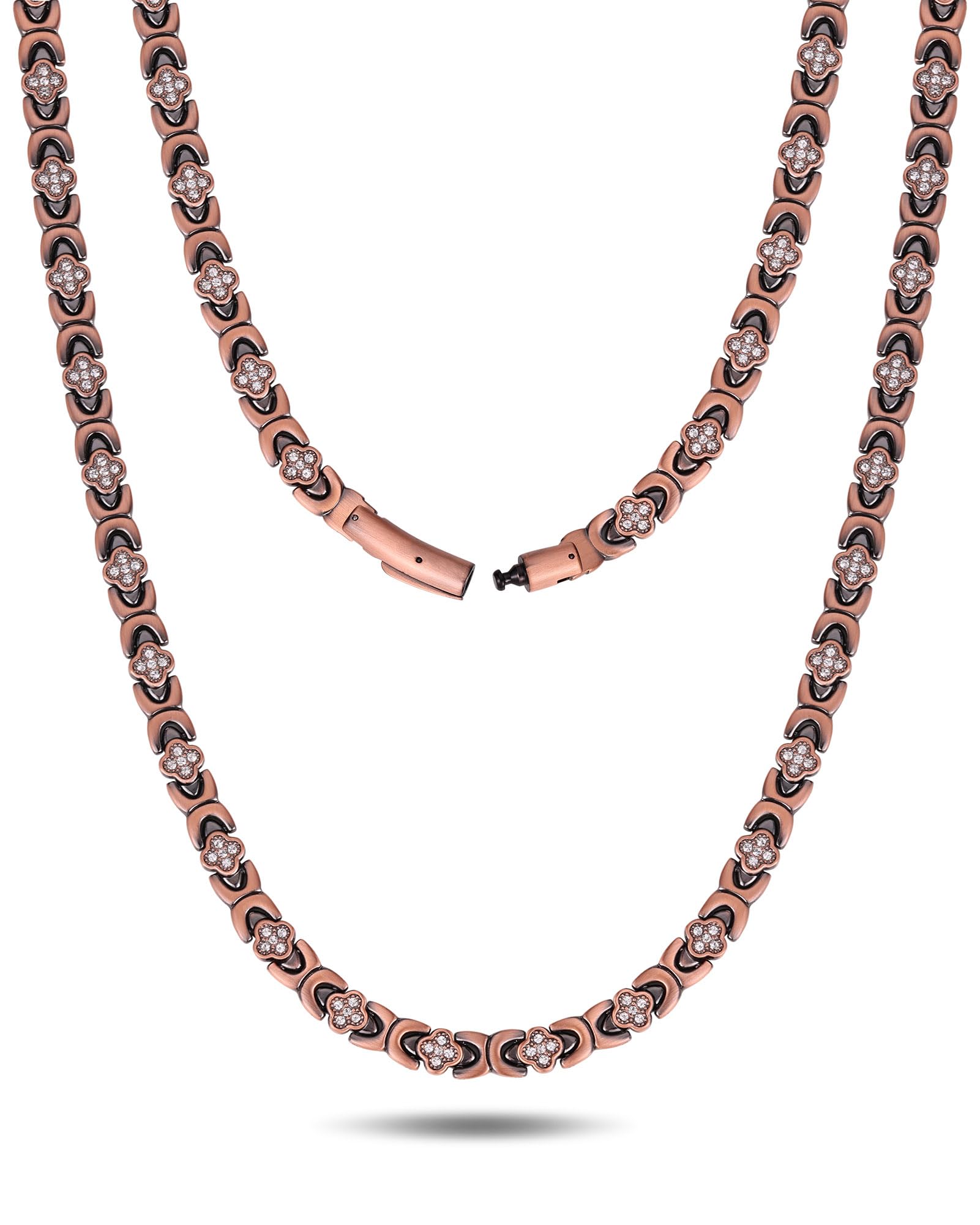 Feraco collier magnétique Quatre-feuilles Infinity CZ, symbole d'élégance et de chance.