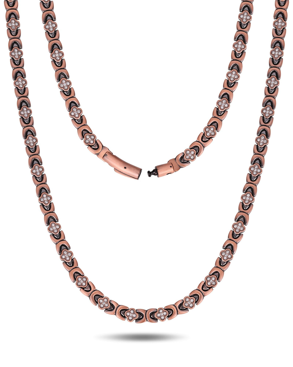 Feraco collier magnétique Quatre-feuilles Infinity CZ, symbole d'élégance et de chance.