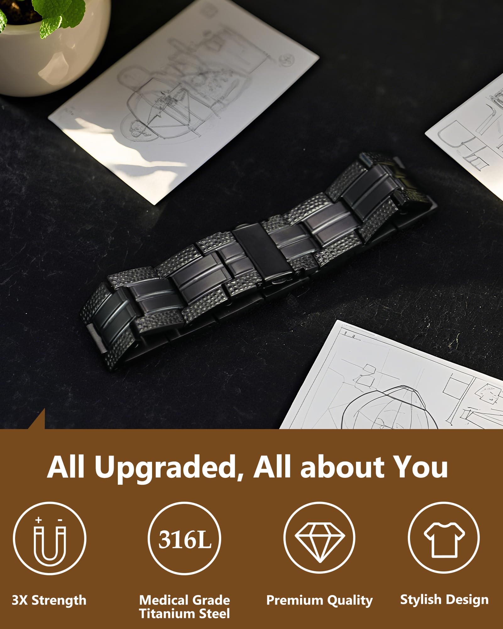 Design classique Feraco, bracelet magnétique polyvalent pour le style masculin.