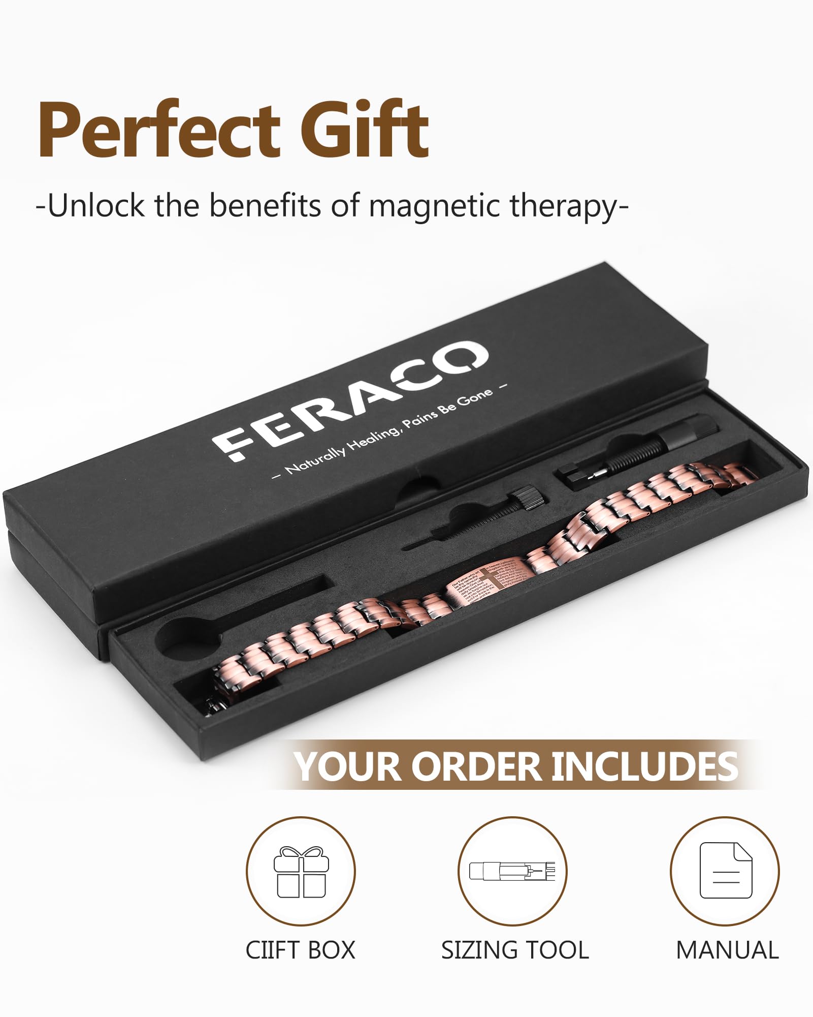 Détail de finition cuivre Feraco — texture luxueuse et durable.