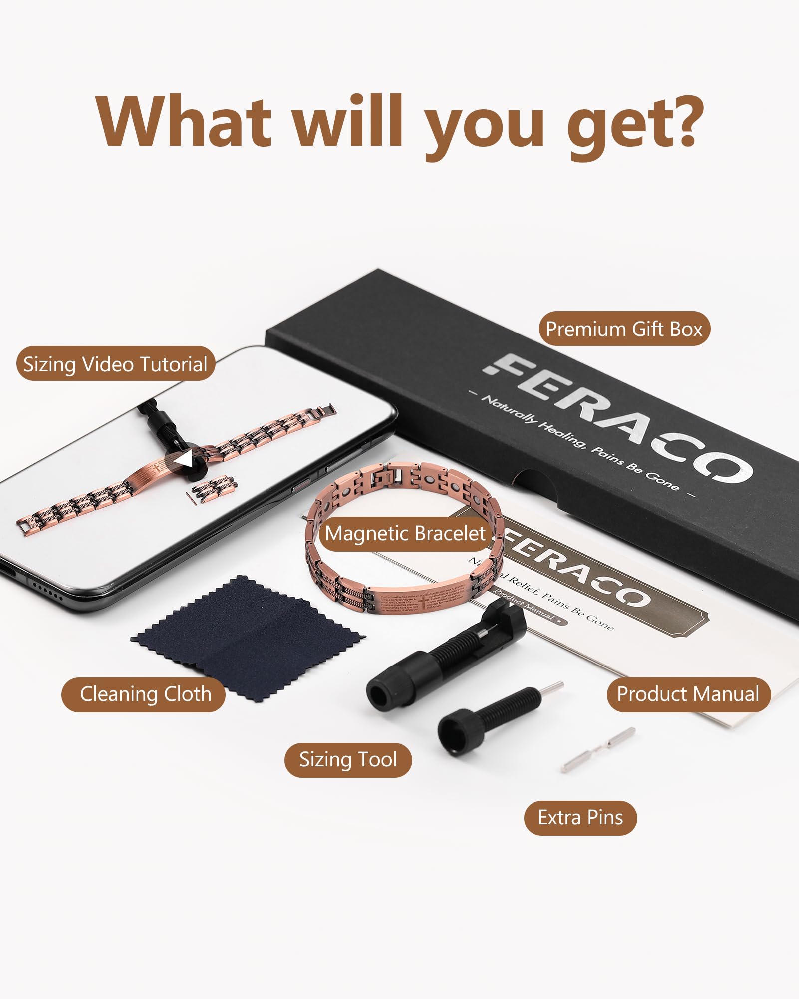 Feraco cuivre bracelet – démonstration de durabilité et pureté.
