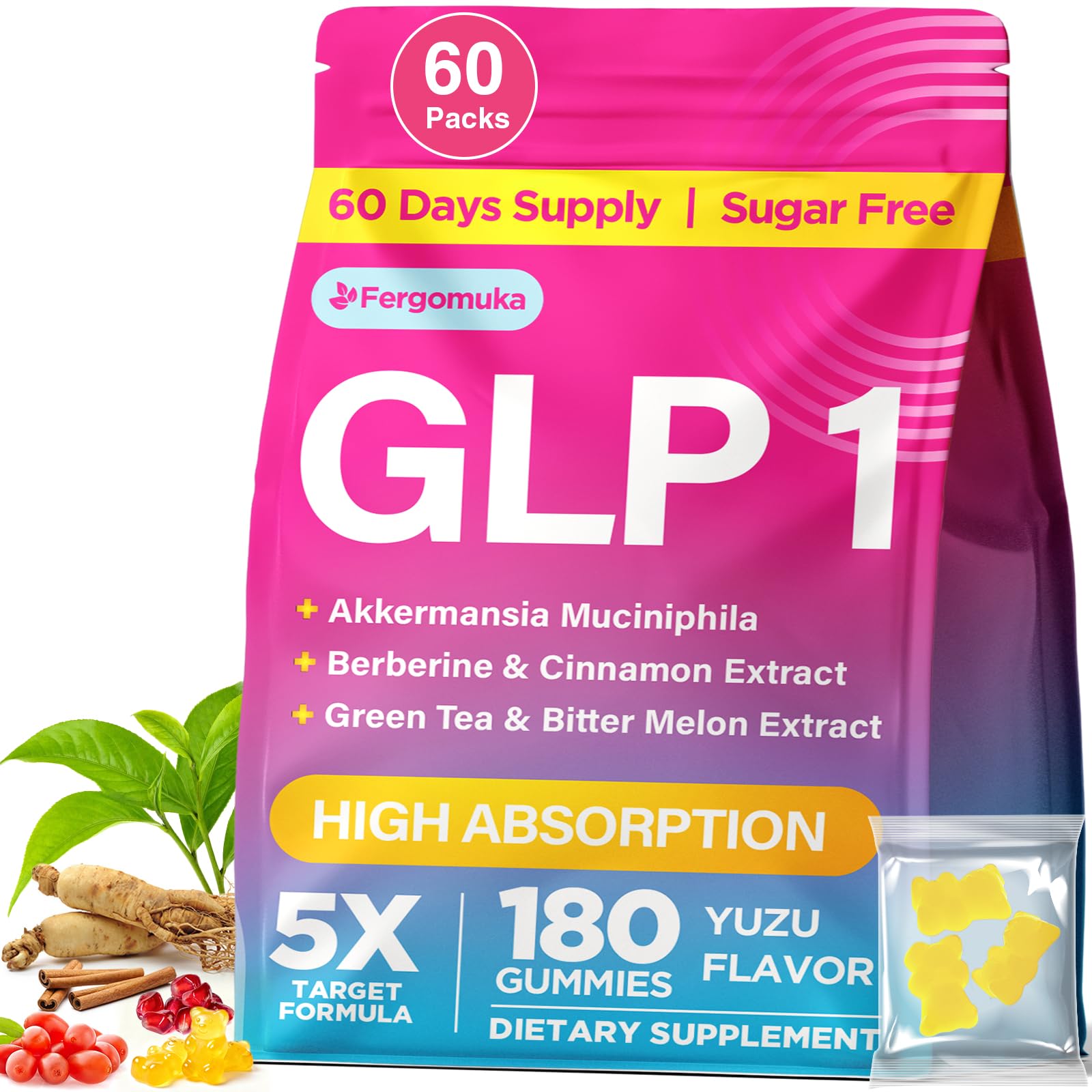 Gommes GLP1 Fergomuka avec berberine pour digestion et énergie.