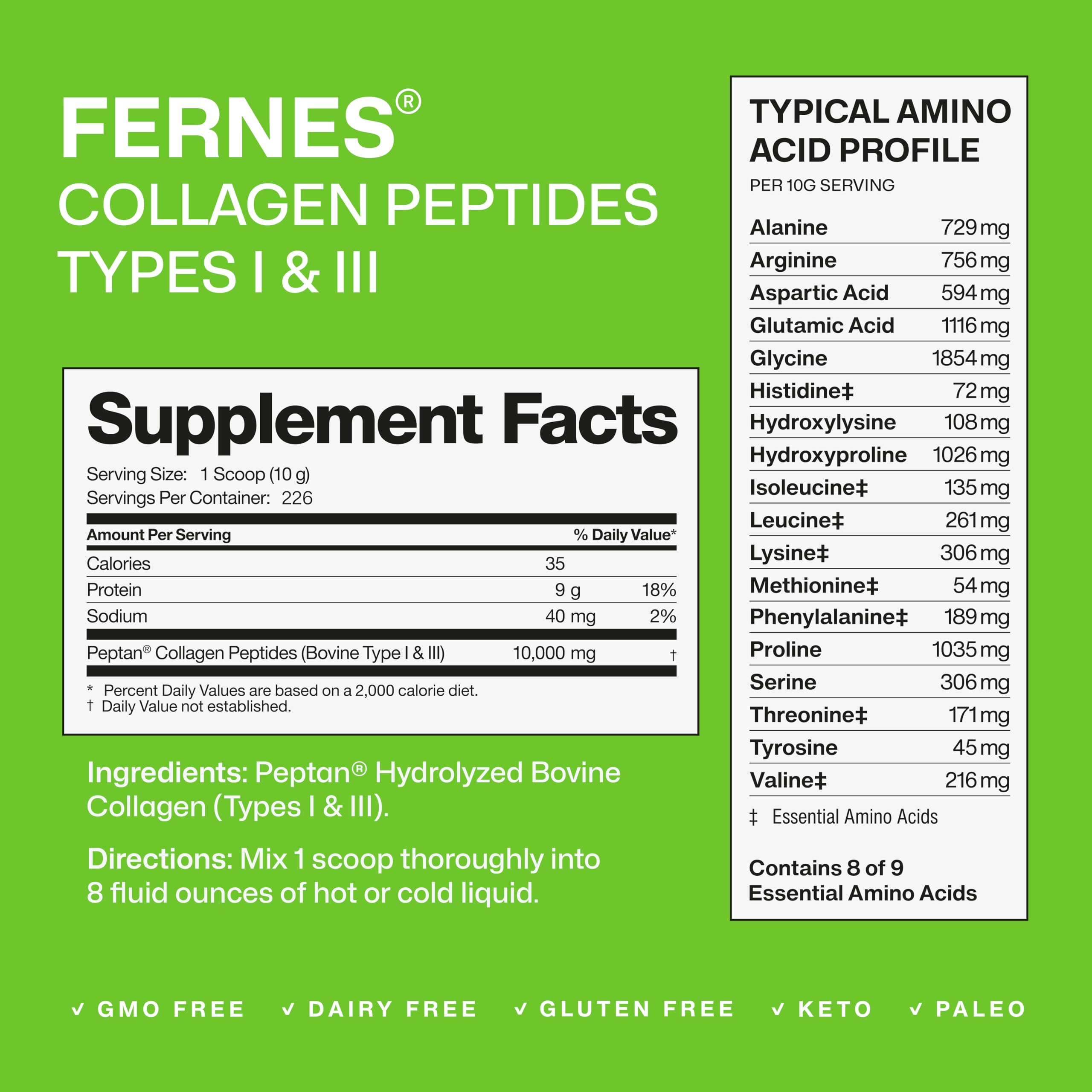 Fernes Collagen avec cuillère doseuse incluse, à diluer rapidement dans smoothies.