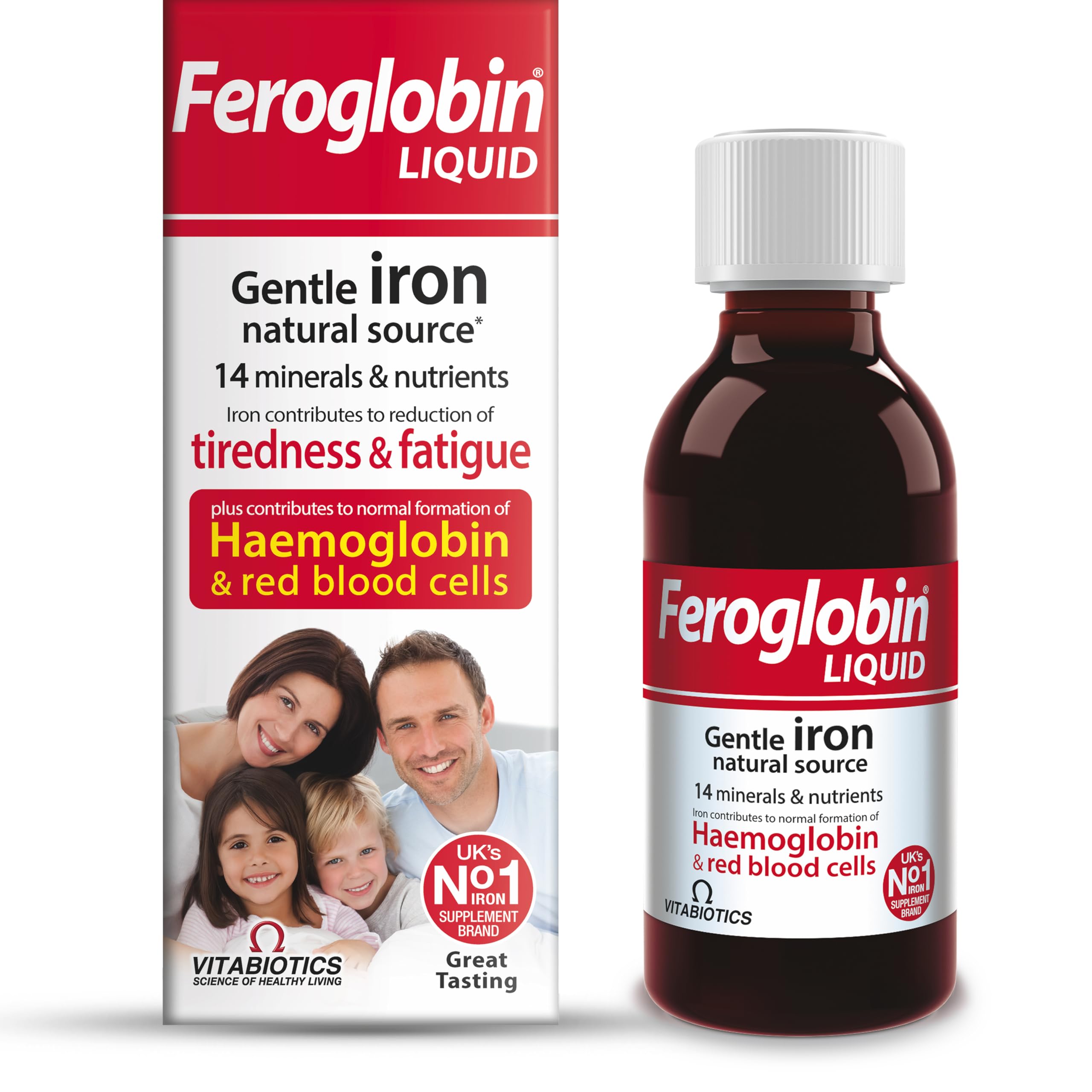 Feroglobin: bouteille liquide au fer et nutriments pour énergie potentielle.